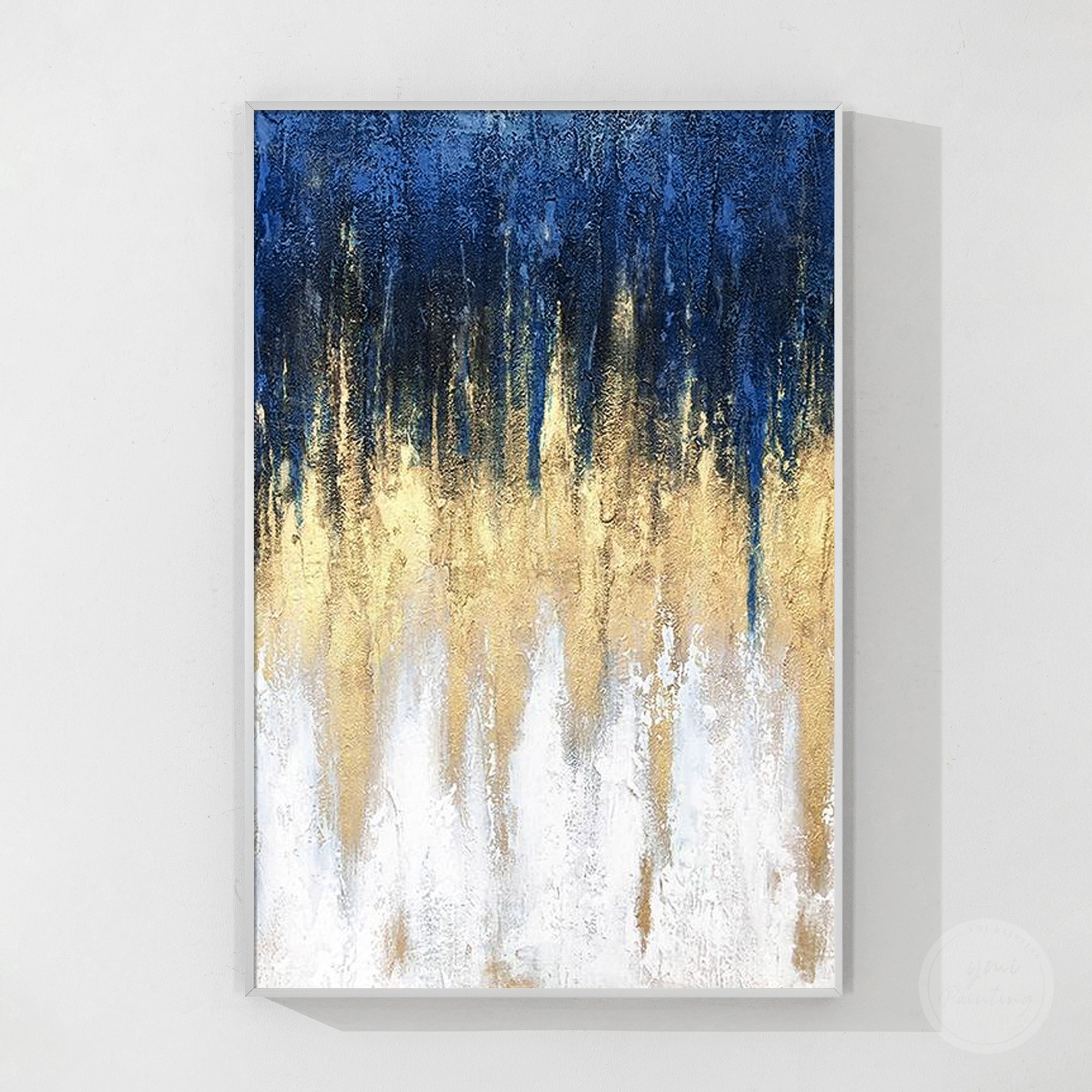 Unique handmade gold leaf art painting with rich gold details and sophisticated modern wall decoration