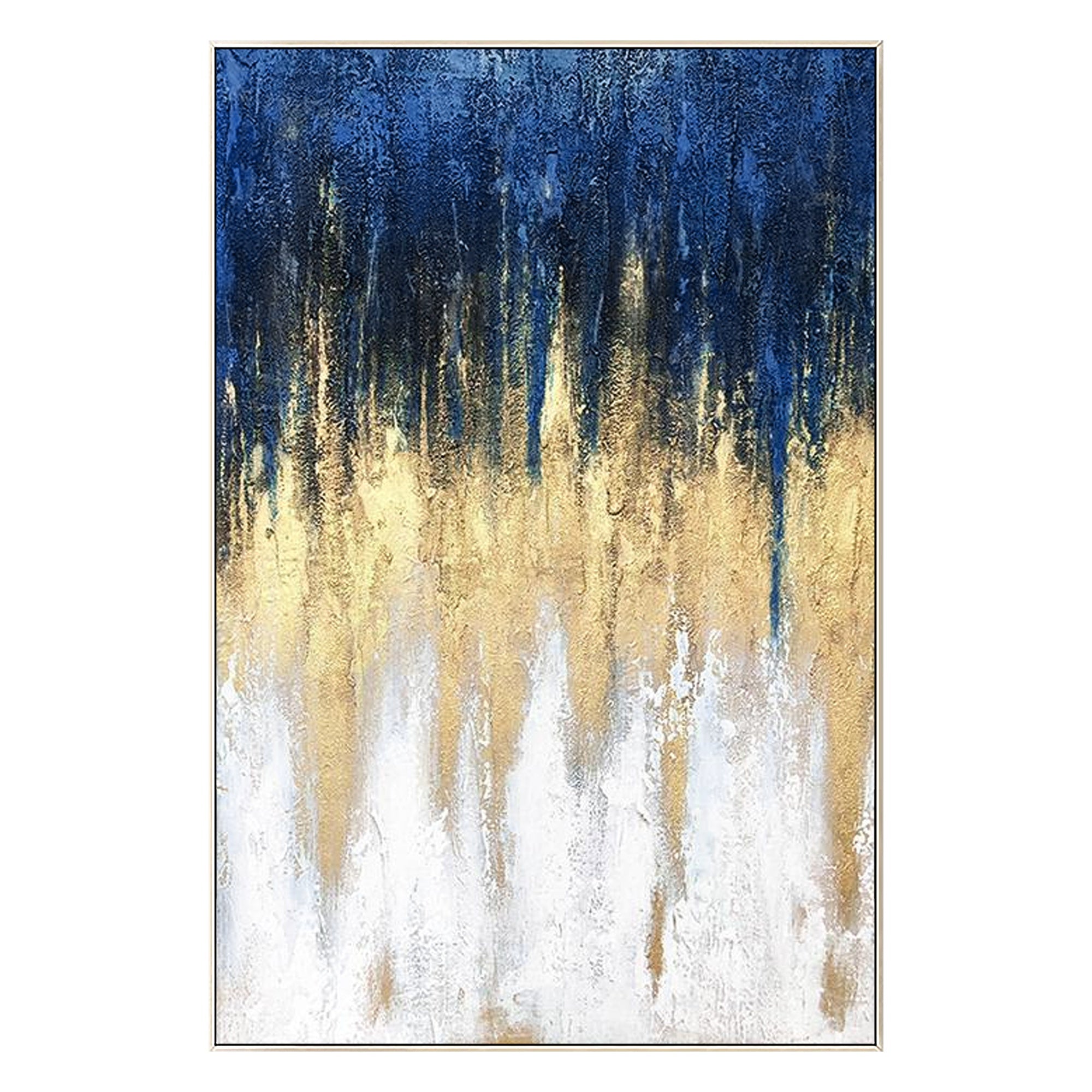 Premium handmade gold leaf painting with a luxurious golden finish and modern minimalist composition
