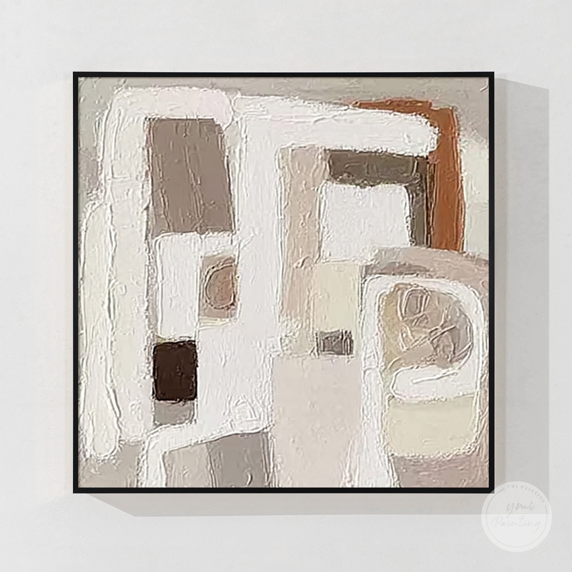 warm beige abstract canvas art with layered surface