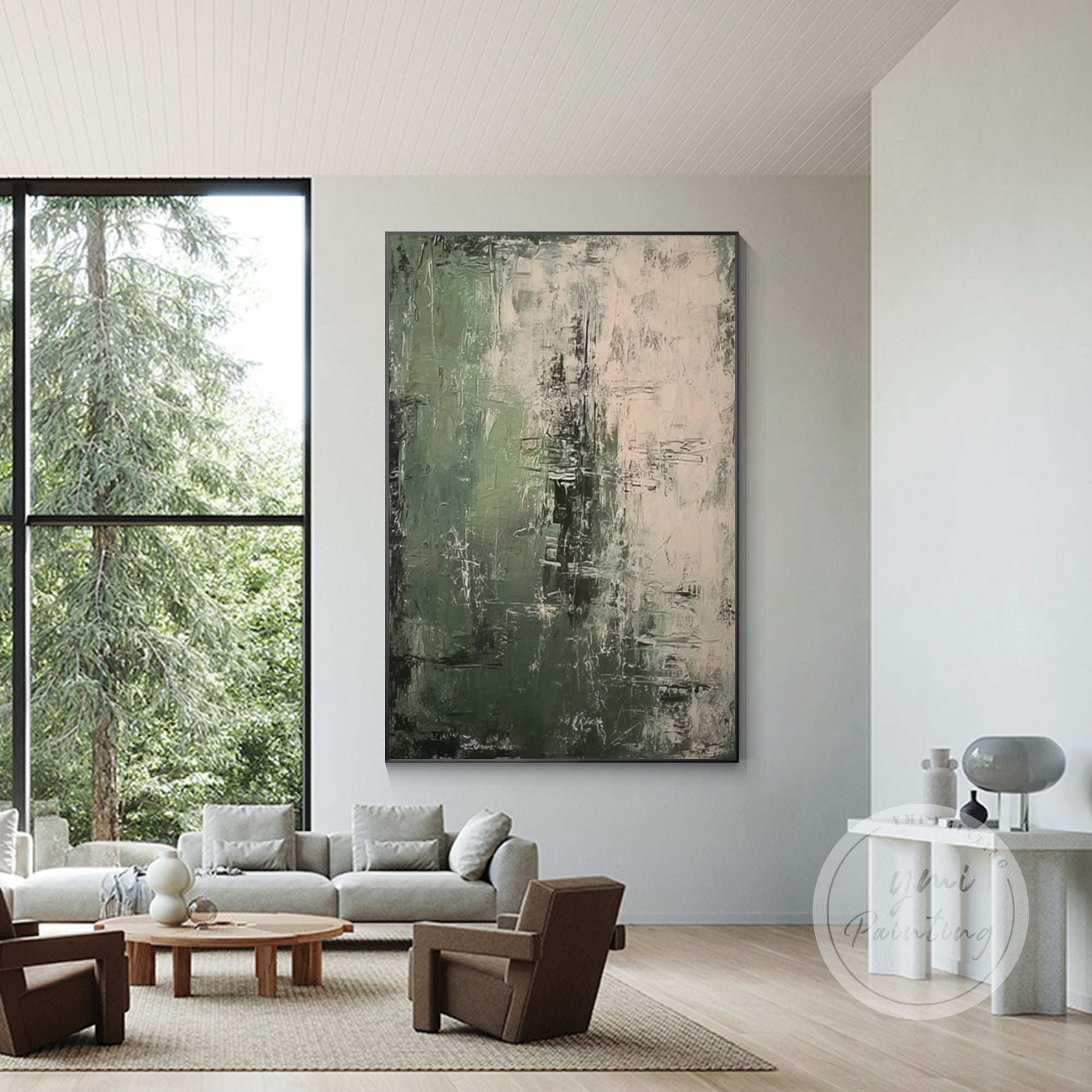 beige textured oil wall art
