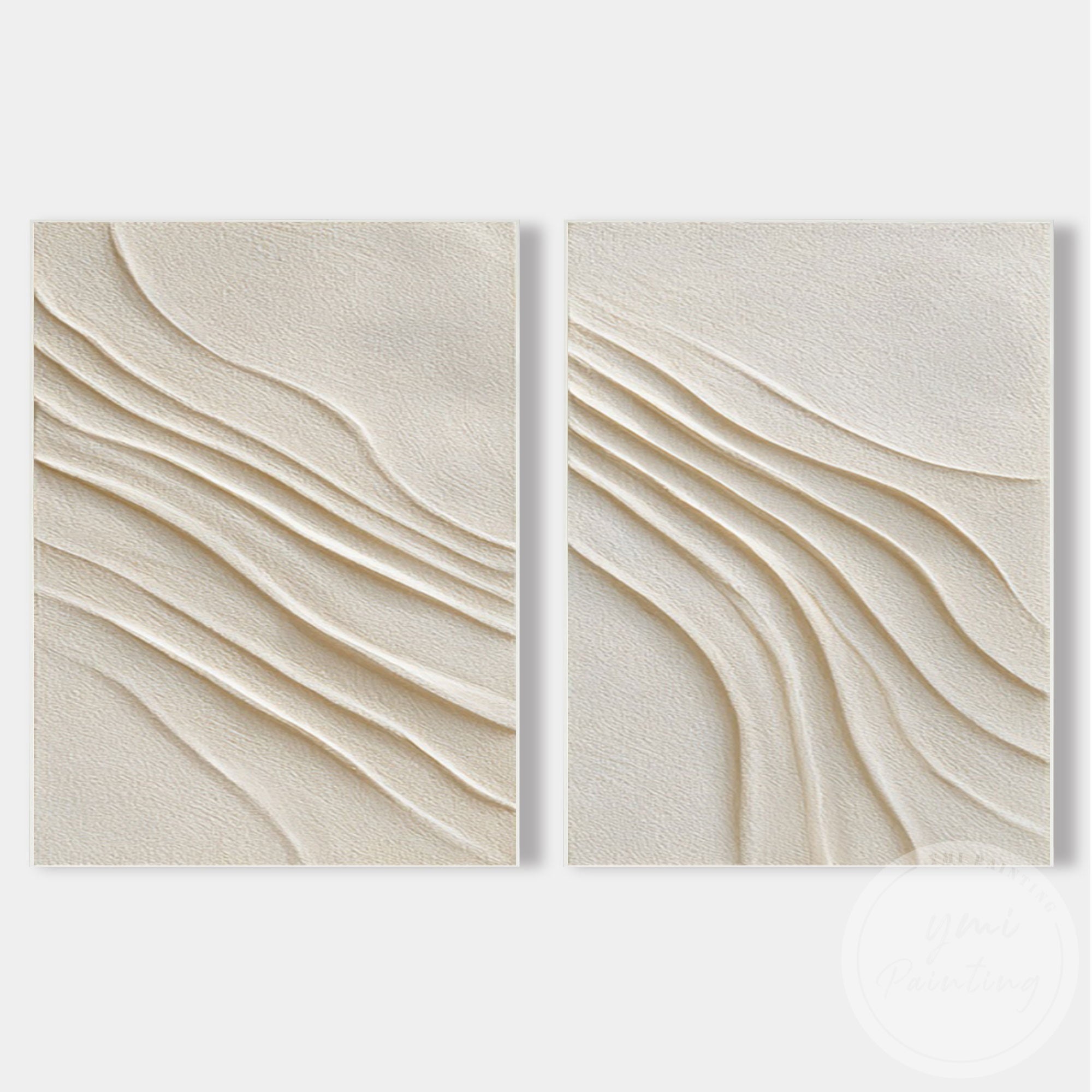 Modern neutral wall art with organic flowing design