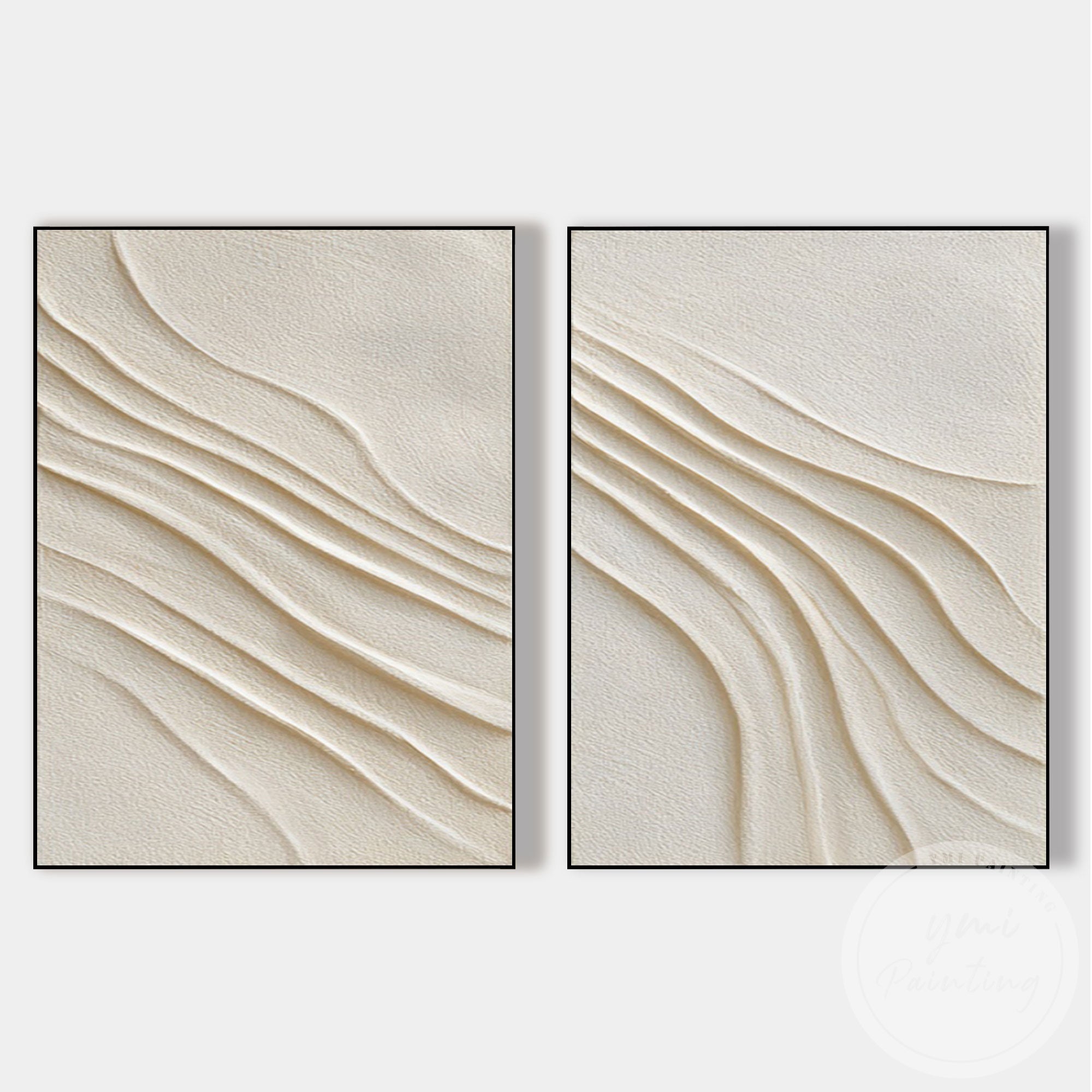 Set of two abstract plaster artwork for minimalist interiors