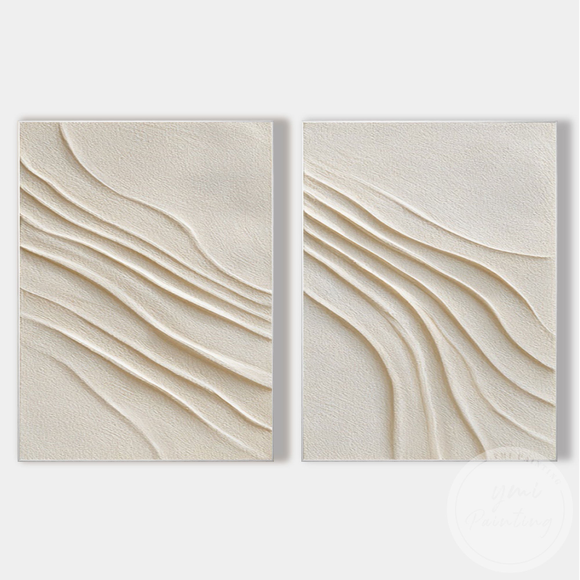 Soft beige organic wall art set for elegant modern spaces