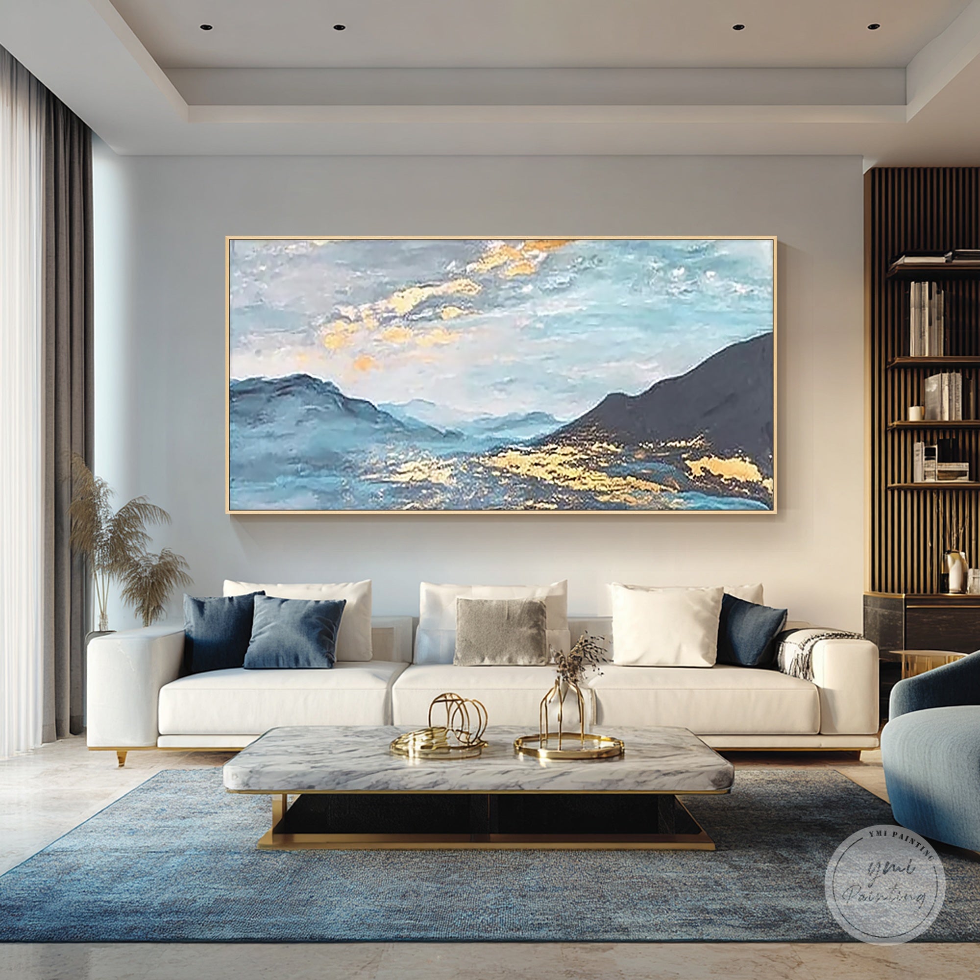 textured panoramic mountain painting modern style