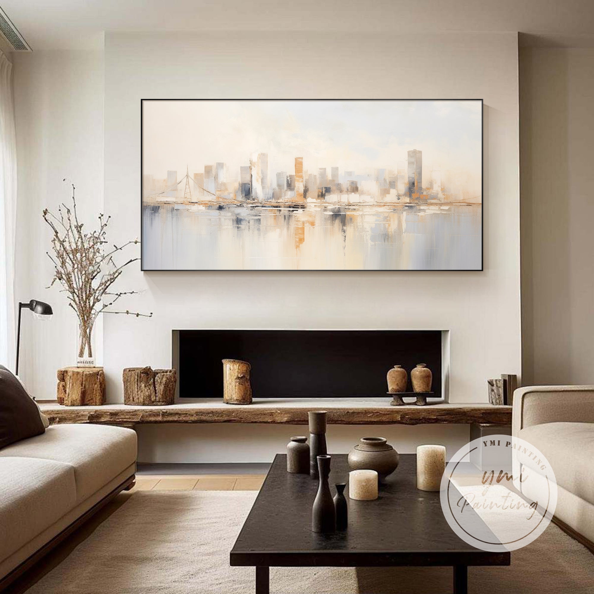 Abstract San Francisco skyline painting for contemporary office wall