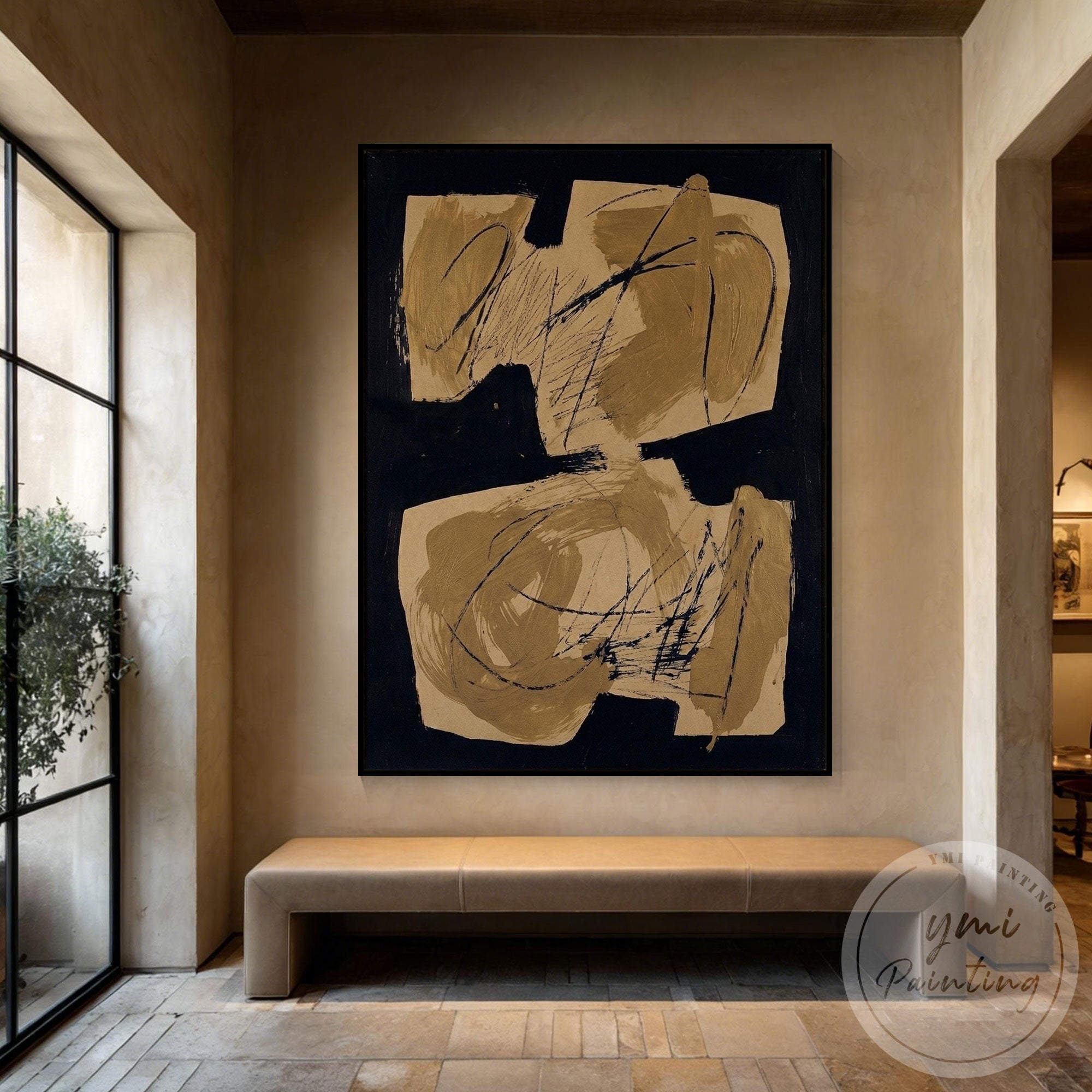 Luxury minimalist geometric painting for office wall decor