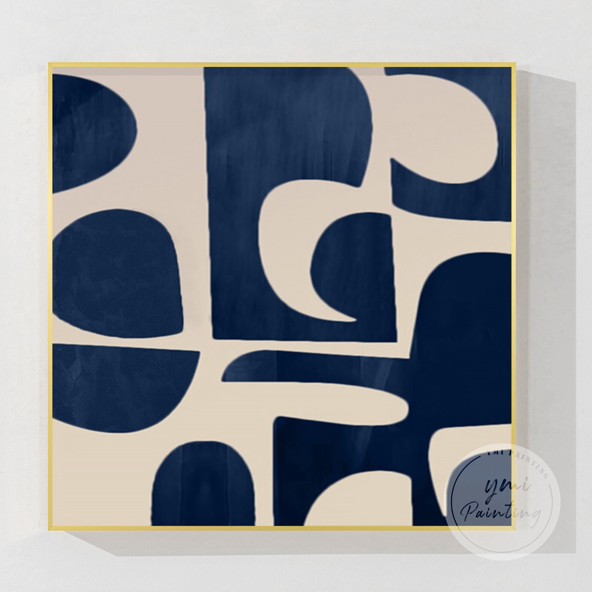 Contemporary navy abstract wall art 