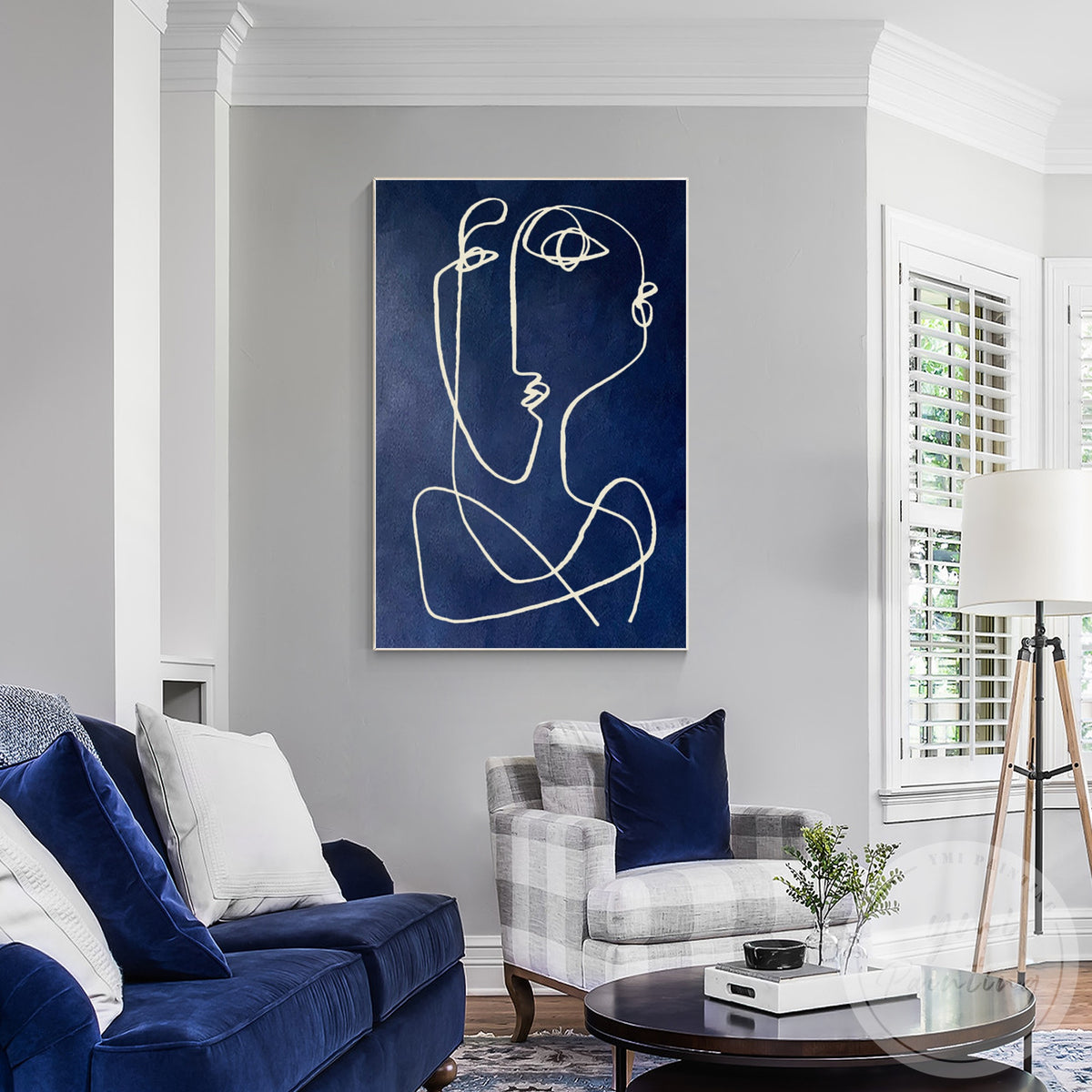 Minimalist abstract painting for bedroom wall decoration