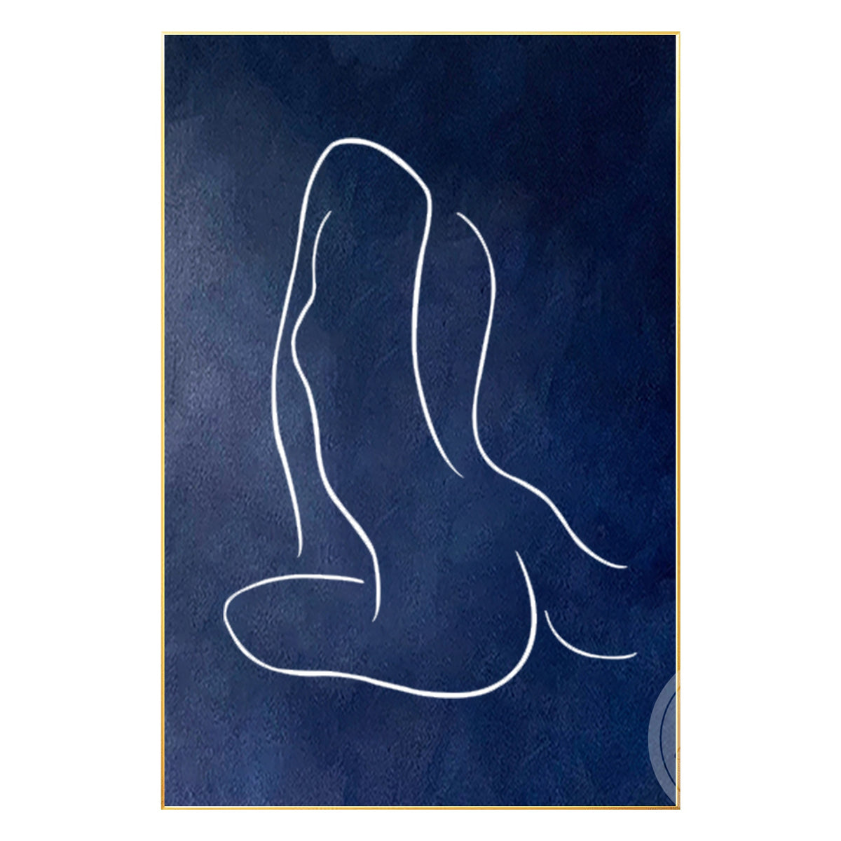 Navy blue woman figure painting on canvas wall art
