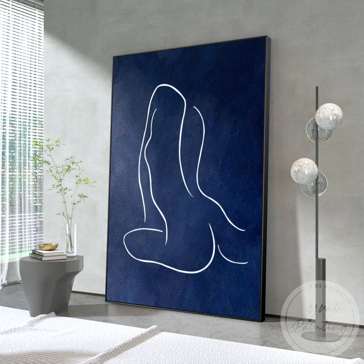 Minimalist female figure painting for bedroom decor