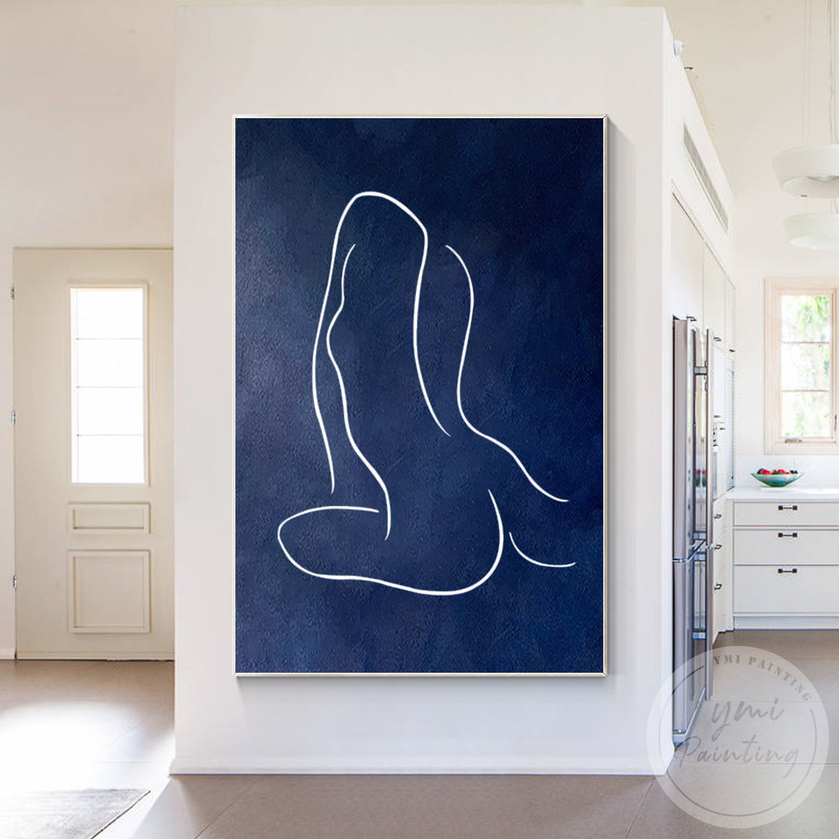 Framed woman figure canvas painting for contemporary home decor
