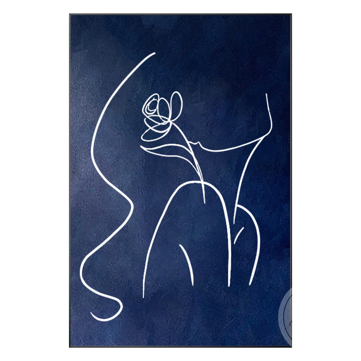 Navy blue minimalist line art for bedroom wall decoration