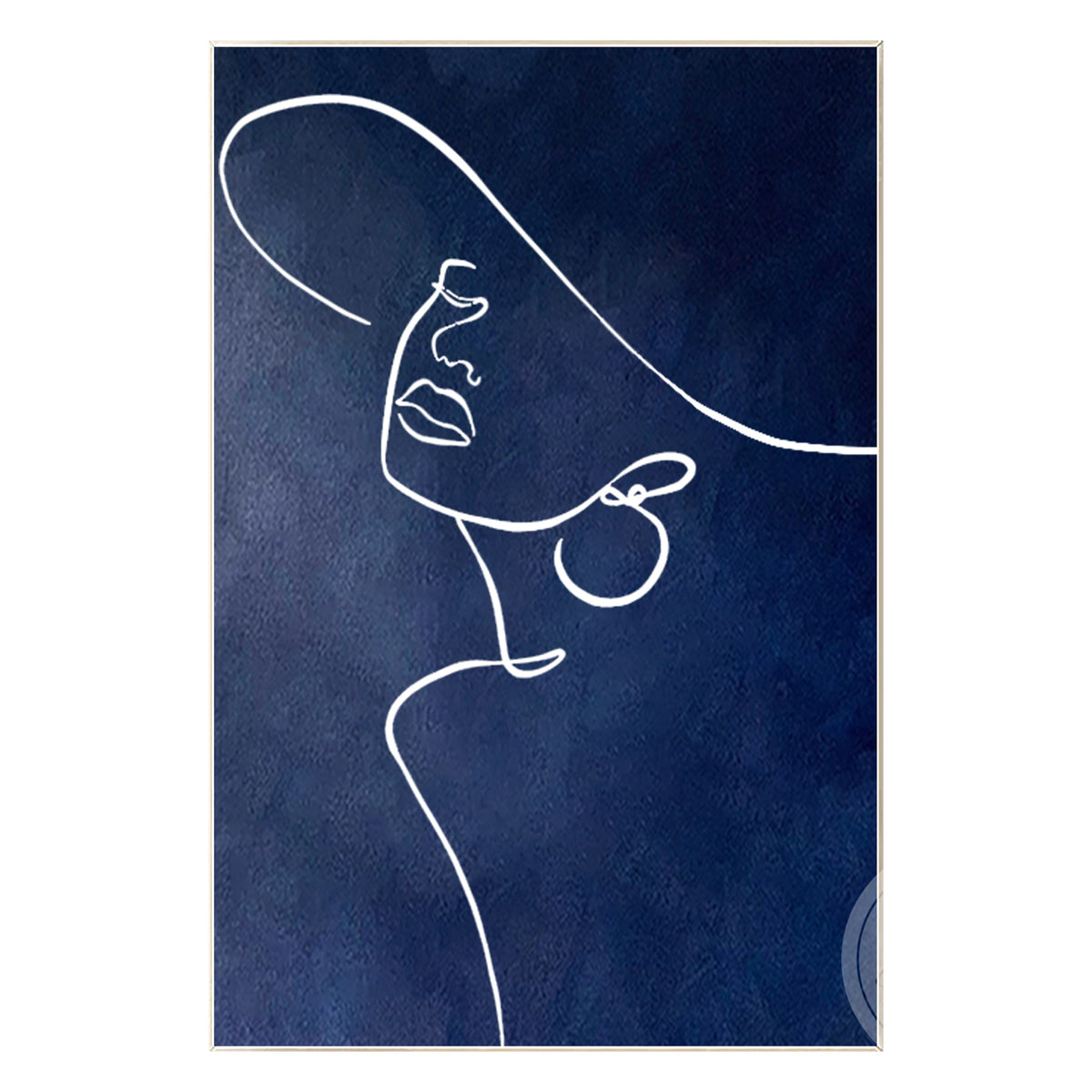 Minimalist navy blue line art painting for a modern interior
