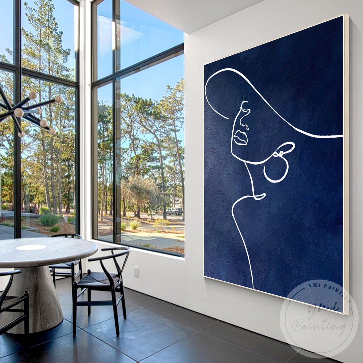 Original acrylic woman line art wall art for the living room
