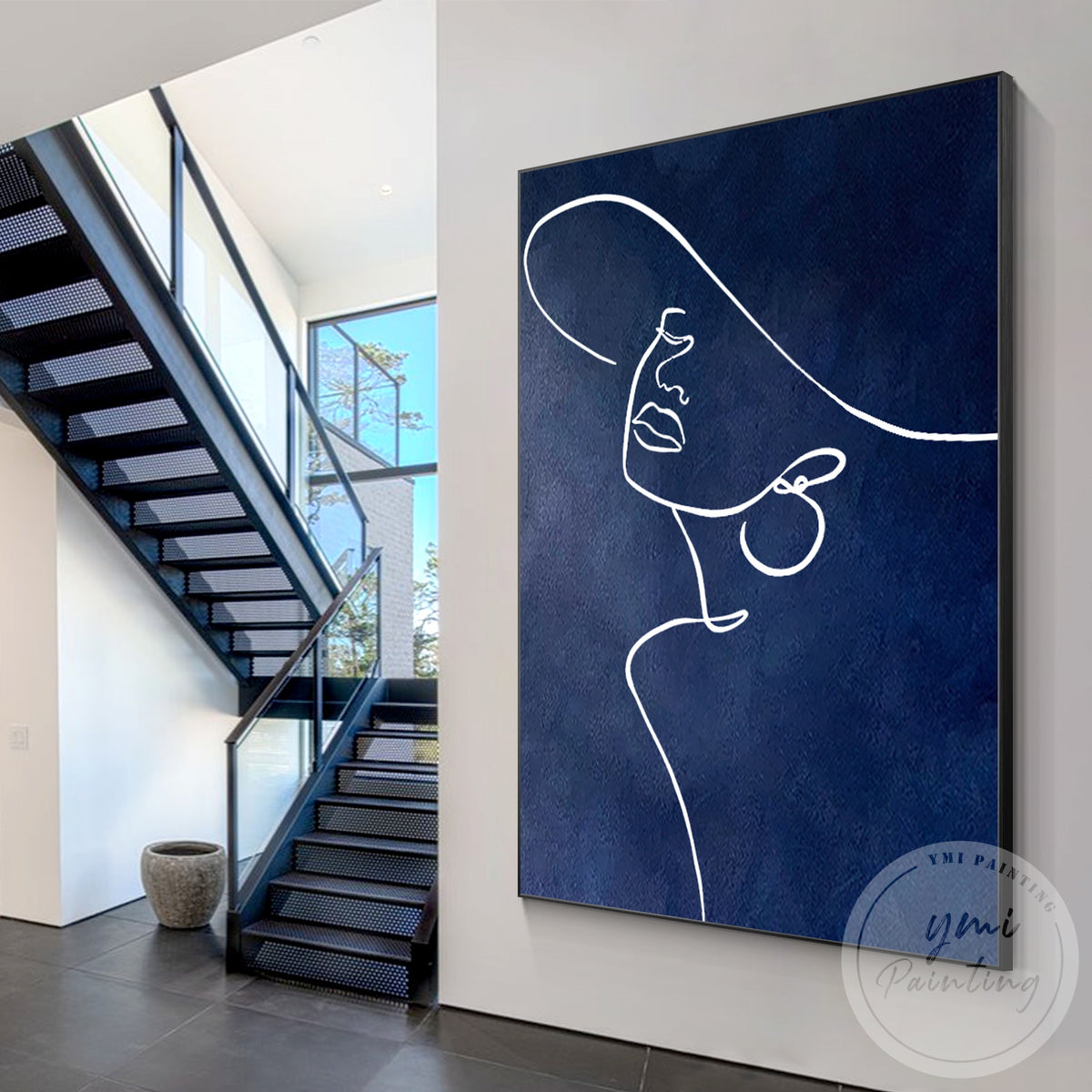 Contemporary female silhouette artwork on canvas