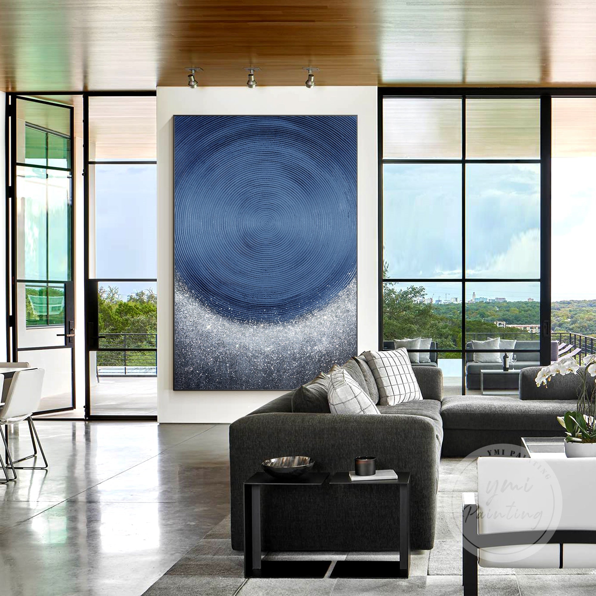 large navy blue wall art