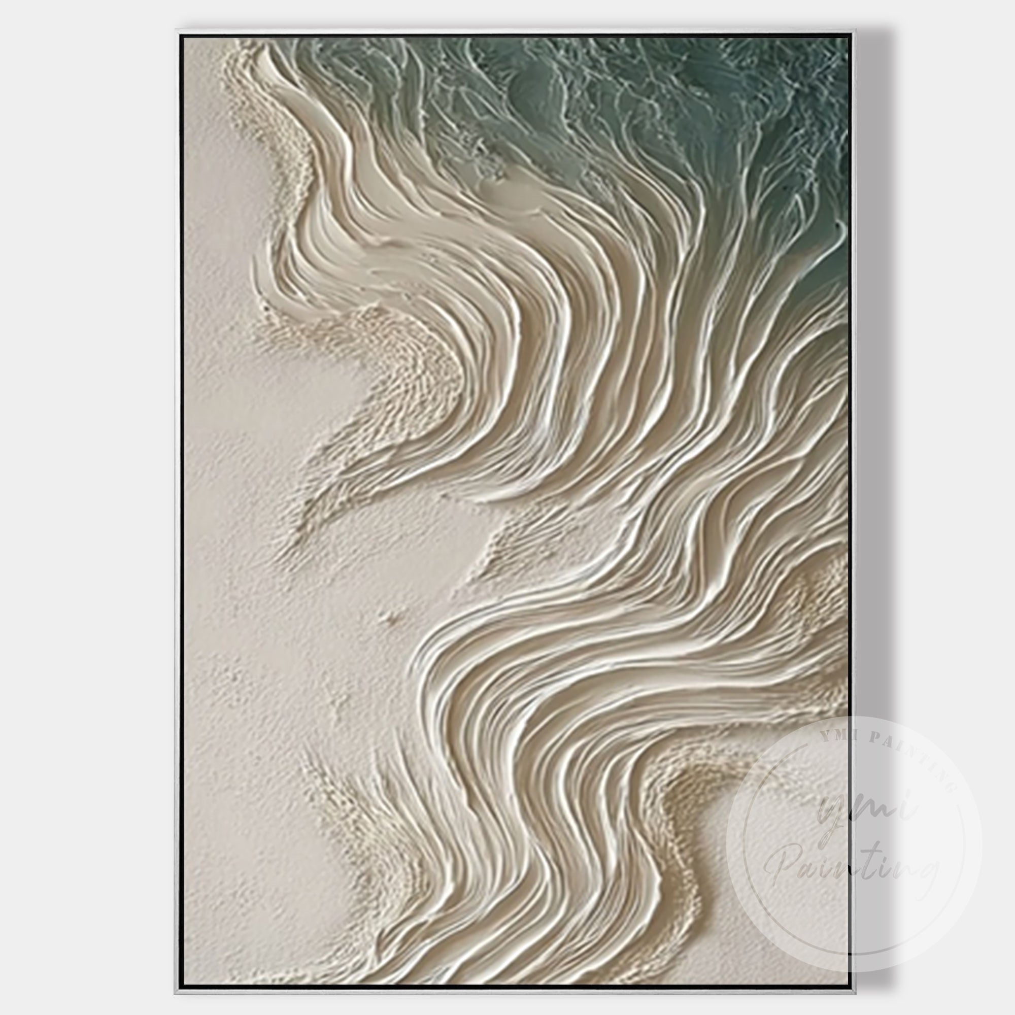 Minimalist wave textured wall art in neutral tones