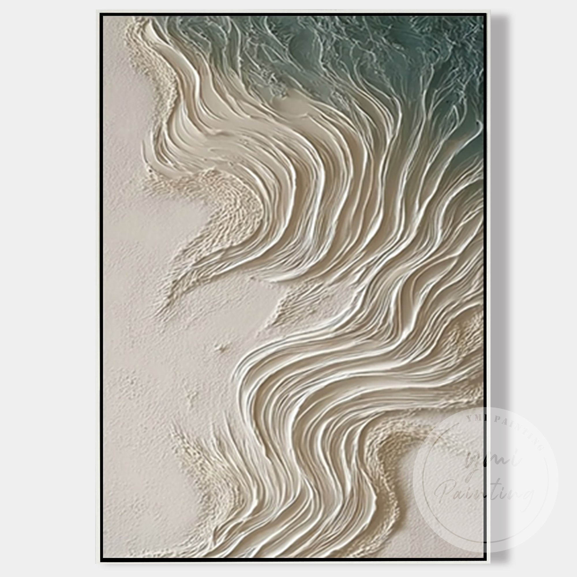 Large modern ocean wave canvas painting for living space