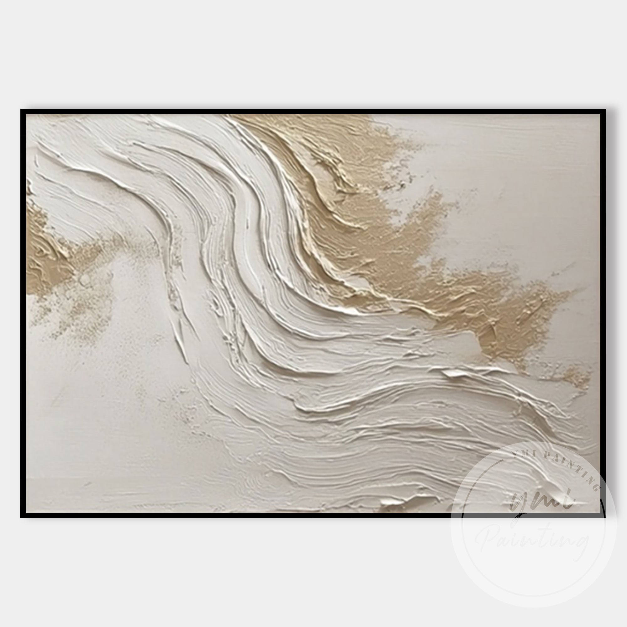 Elegant minimalist beige canvas painting for interior decor