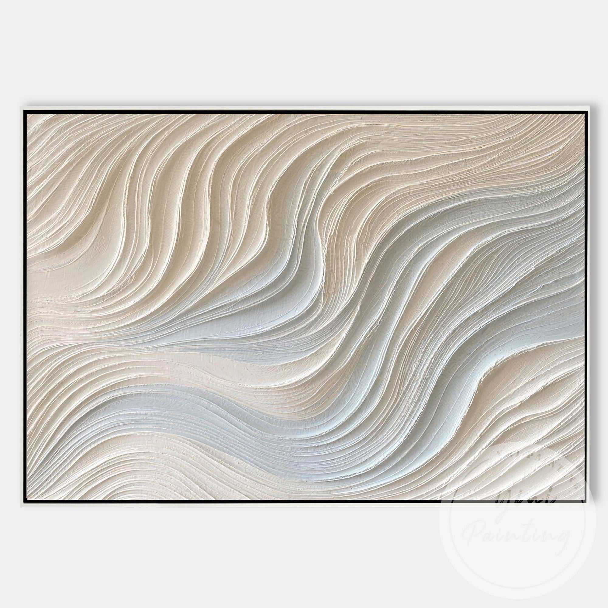 Minimalist wabi-sabi beige wall art for calming interior