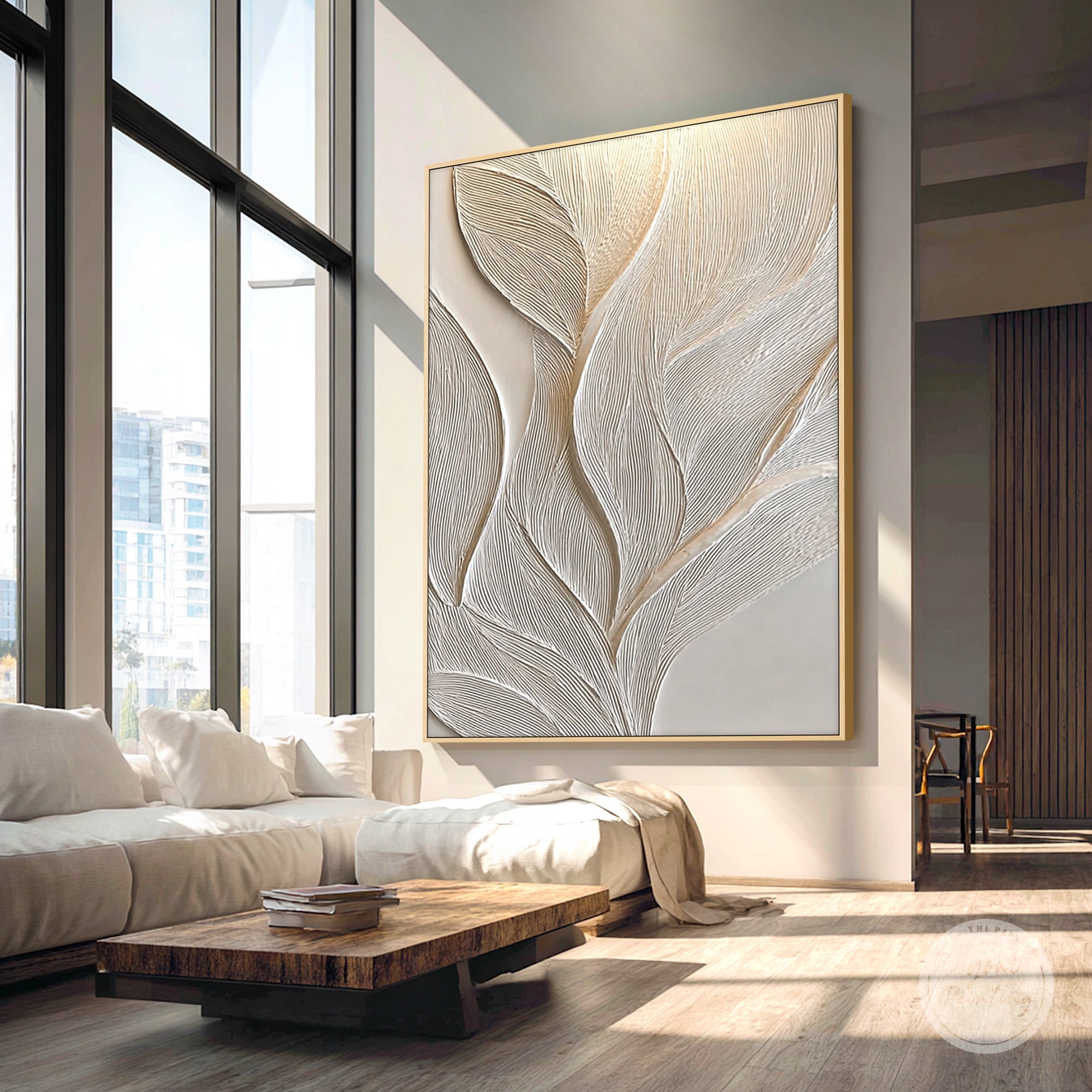 neutral botanical canvas painting