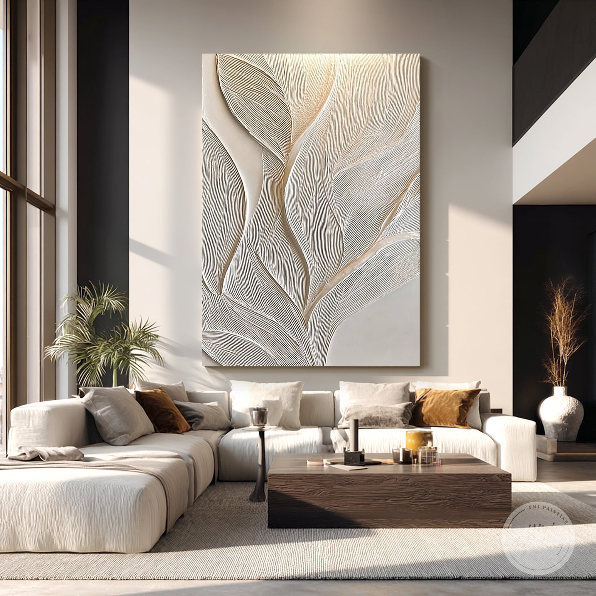 textured neutral botanical wall art