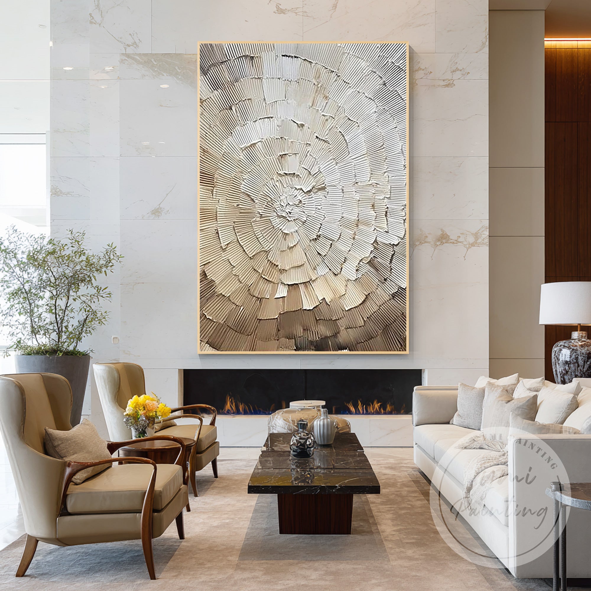 Minimal beige abstract artwork for contemporary home decor