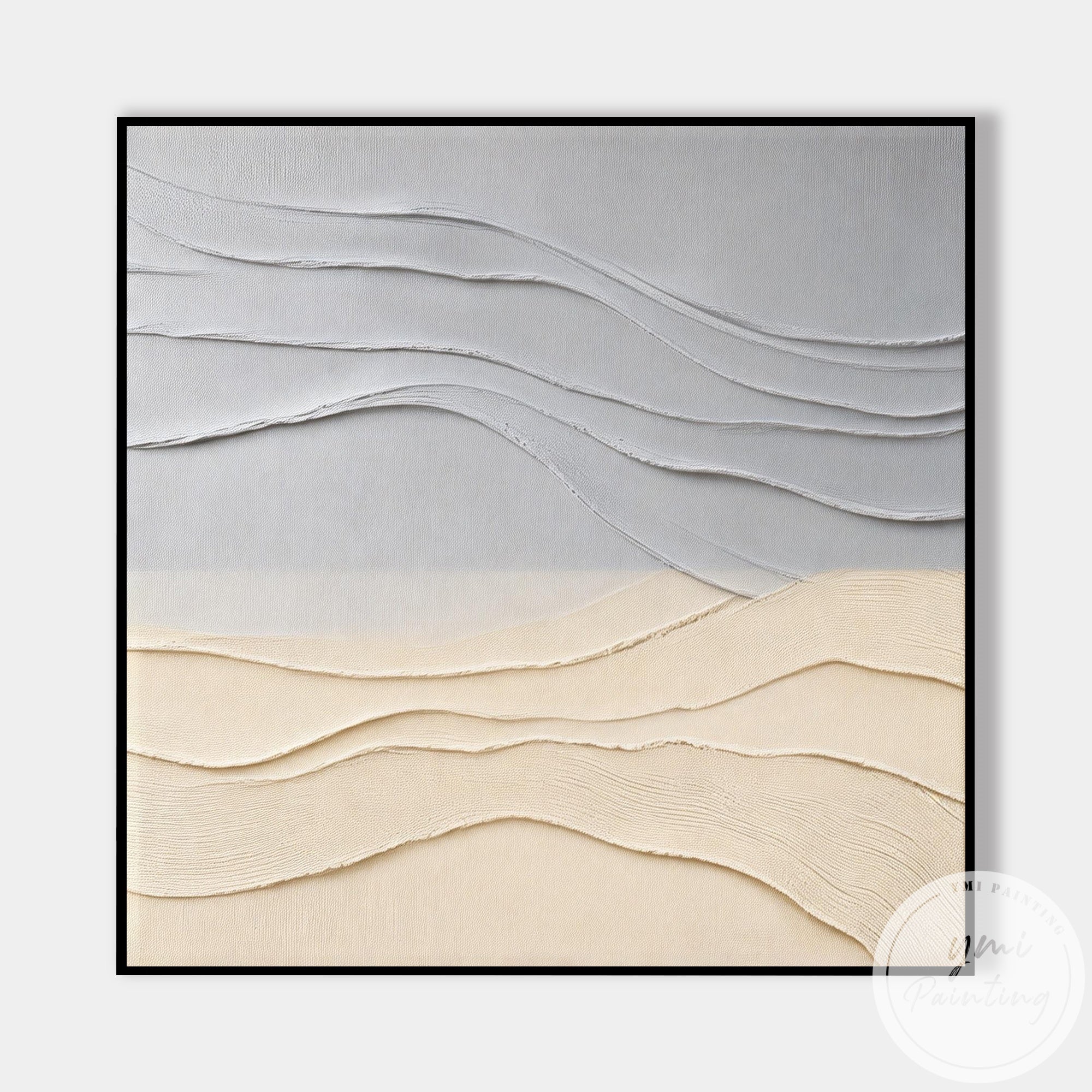 Minimalist beige gray wall art for bedroom or office decor