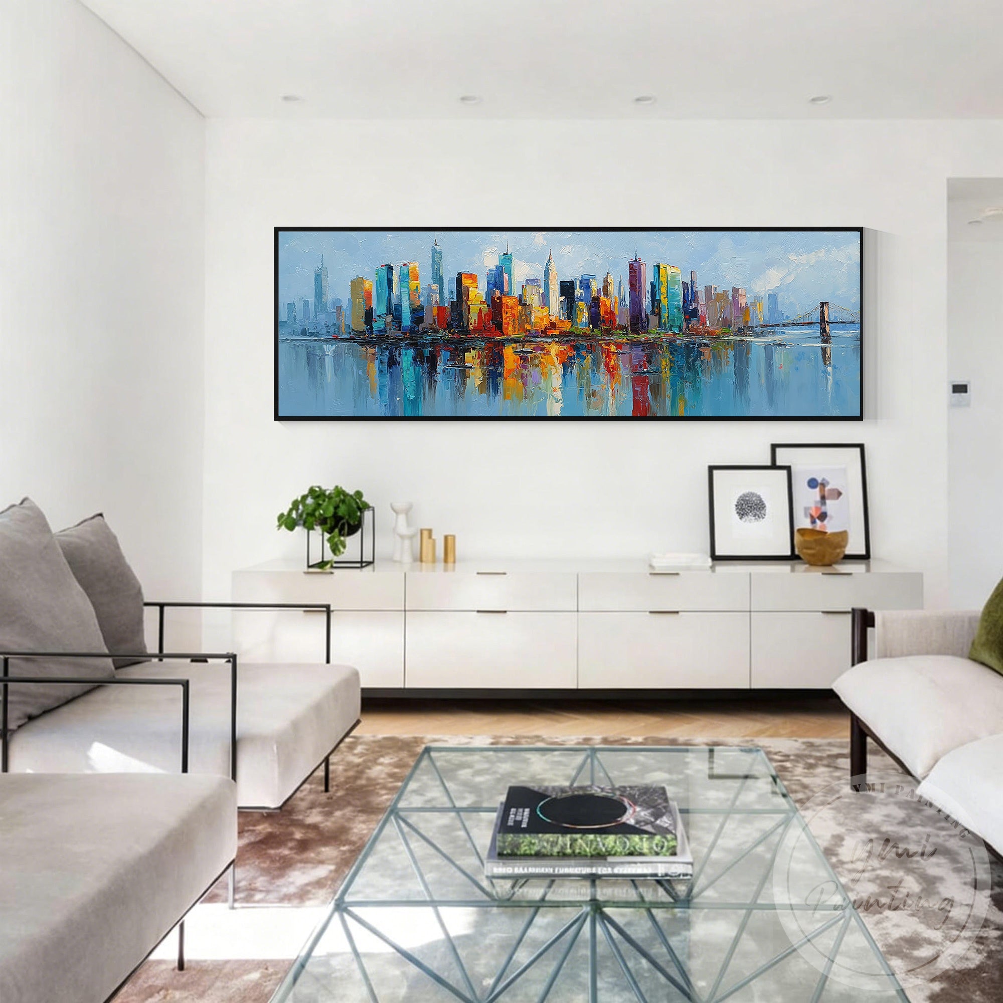 Colorful NYC cityscape canvas artwork for living room decoration