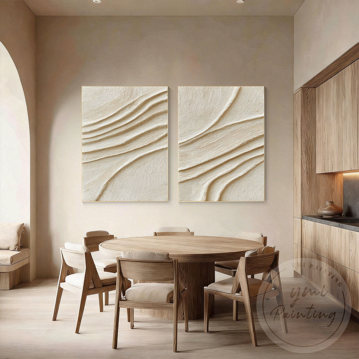 Organic plaster canvas wall art set for living room decoration