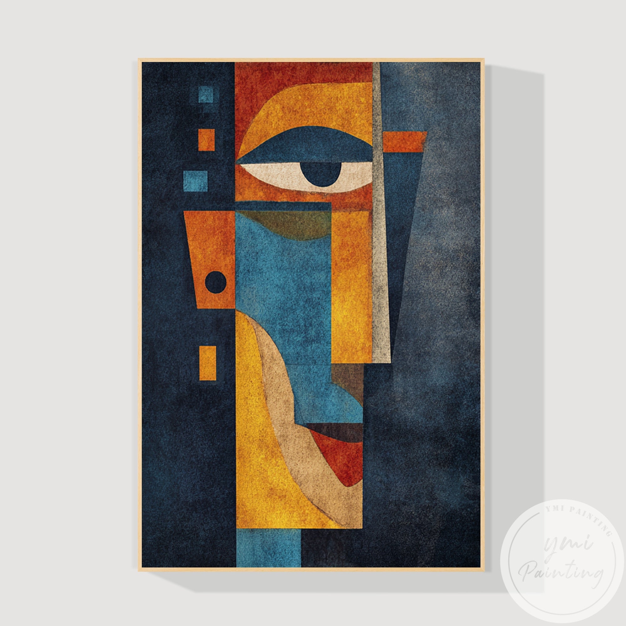 Modern cubism style wall art for bedroom or office decor