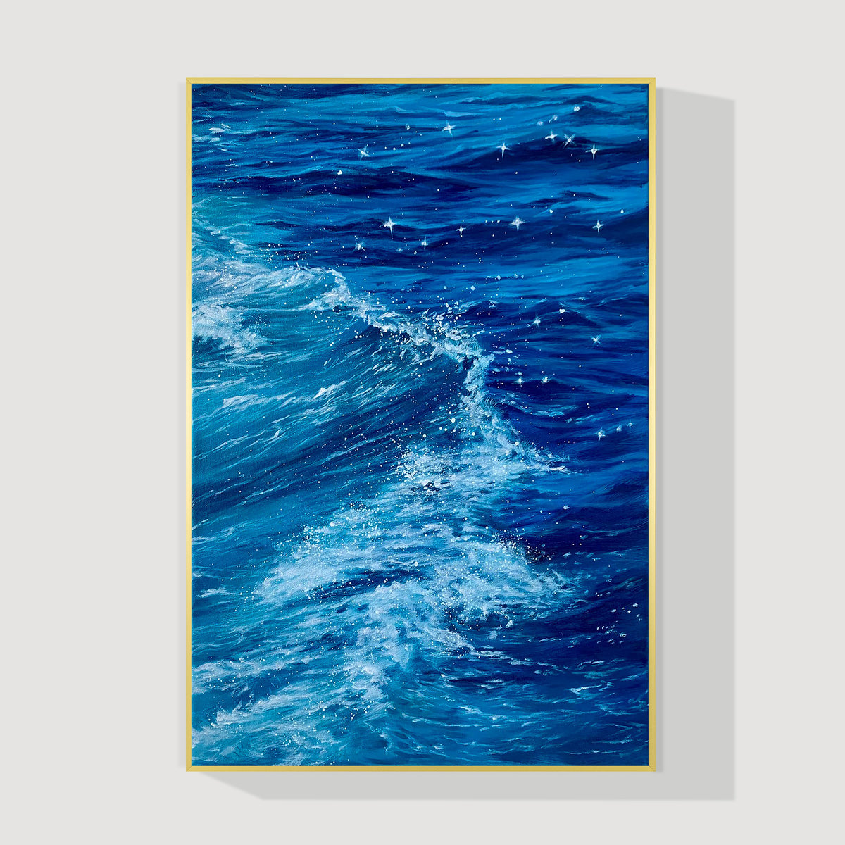 Original ocean oil painting blue wave textured coastal wall art