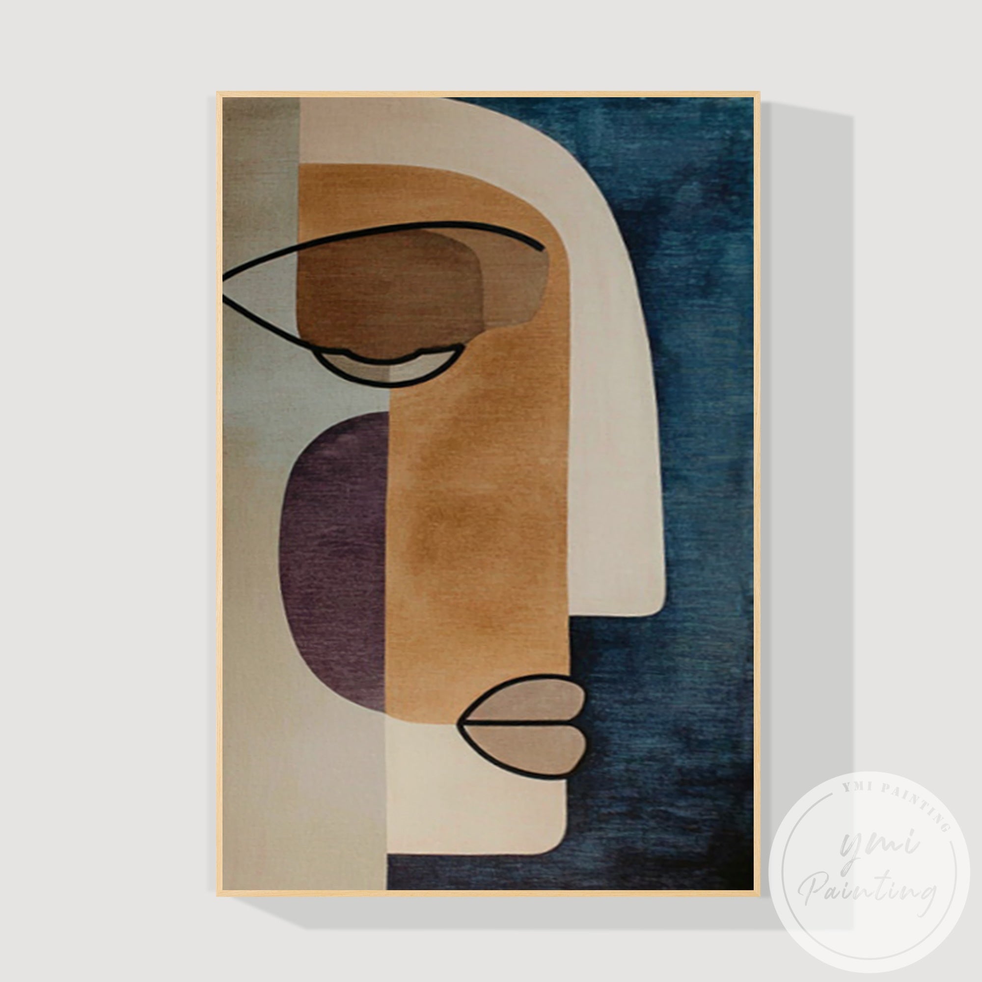 Oversized abstract face painting with balanced shape composition