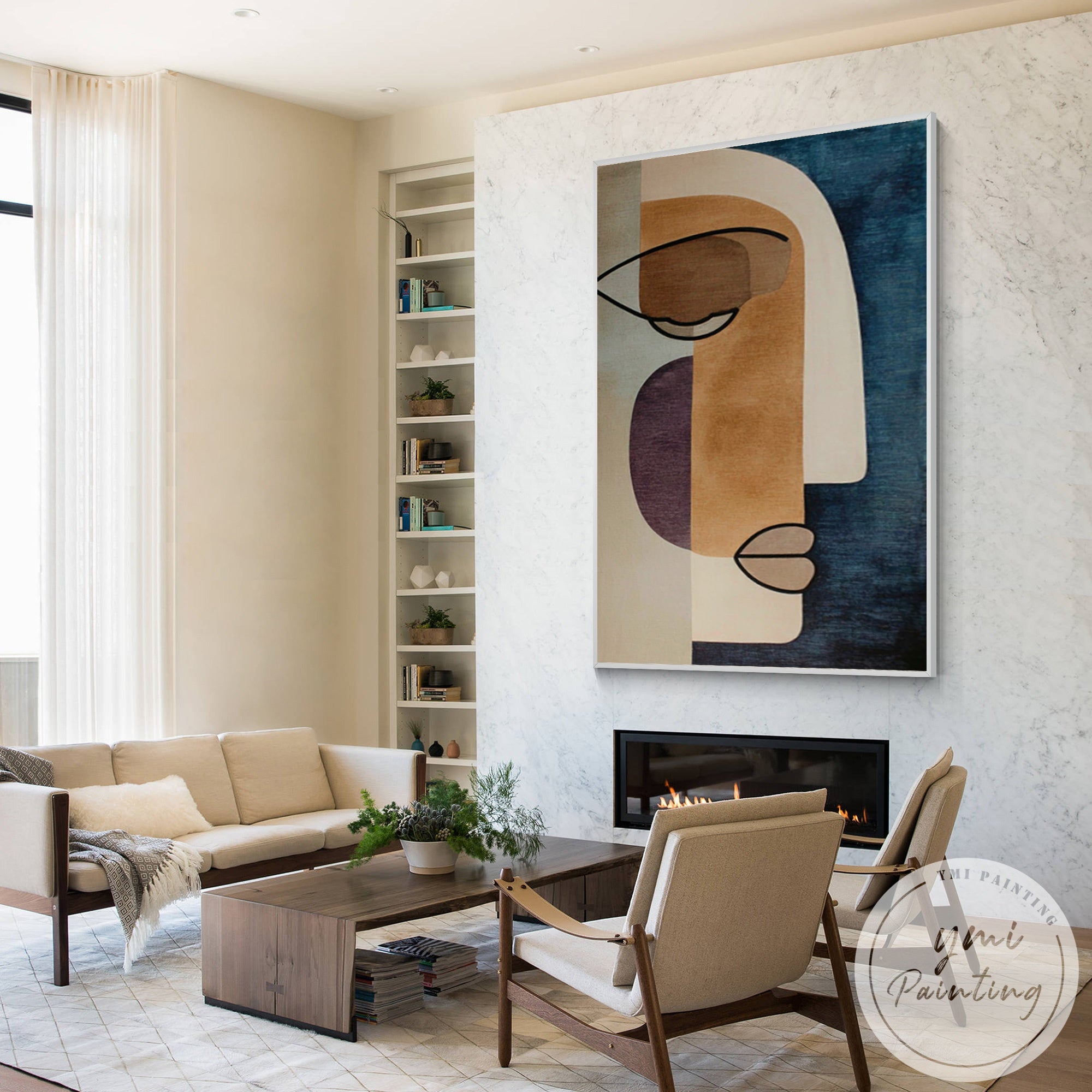 Contemporary abstract portrait artwork for stylish home interiors