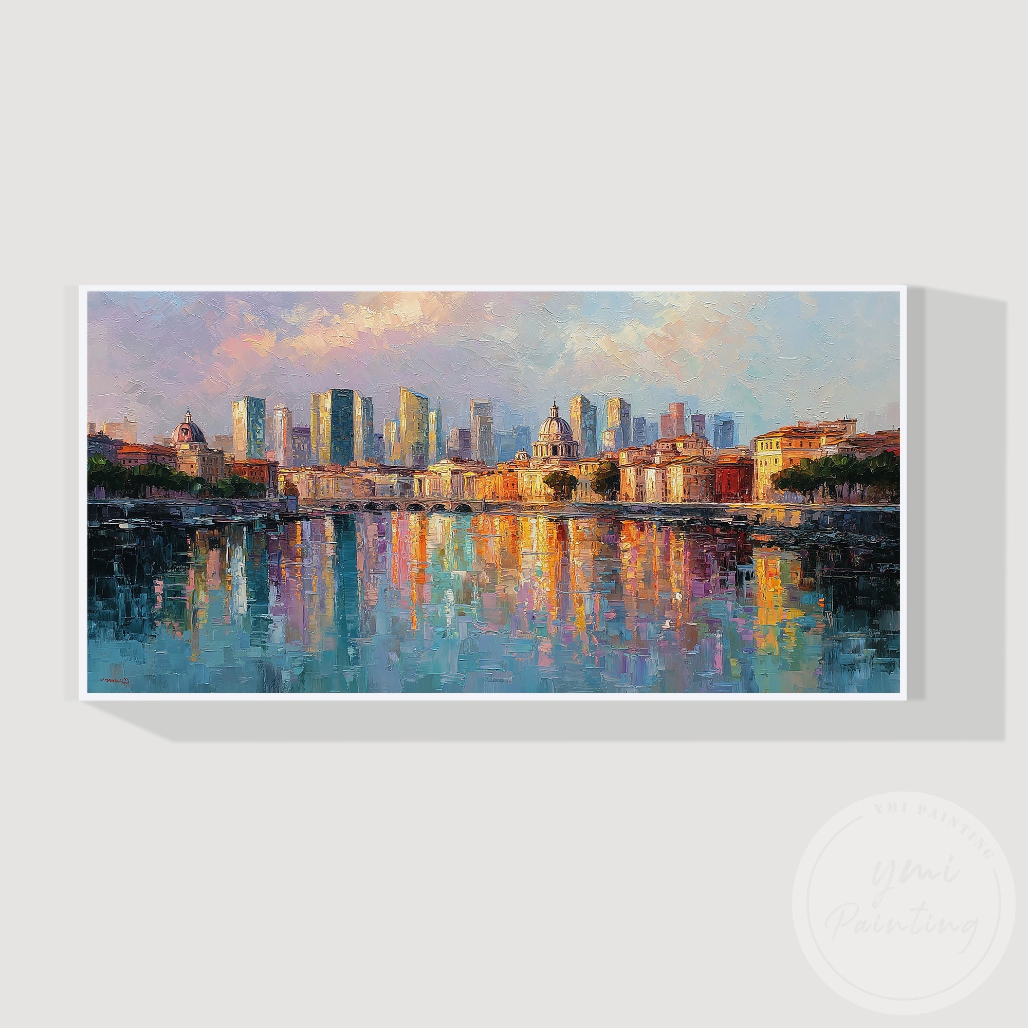 Large urban cityscape painting Rome modern interior decor