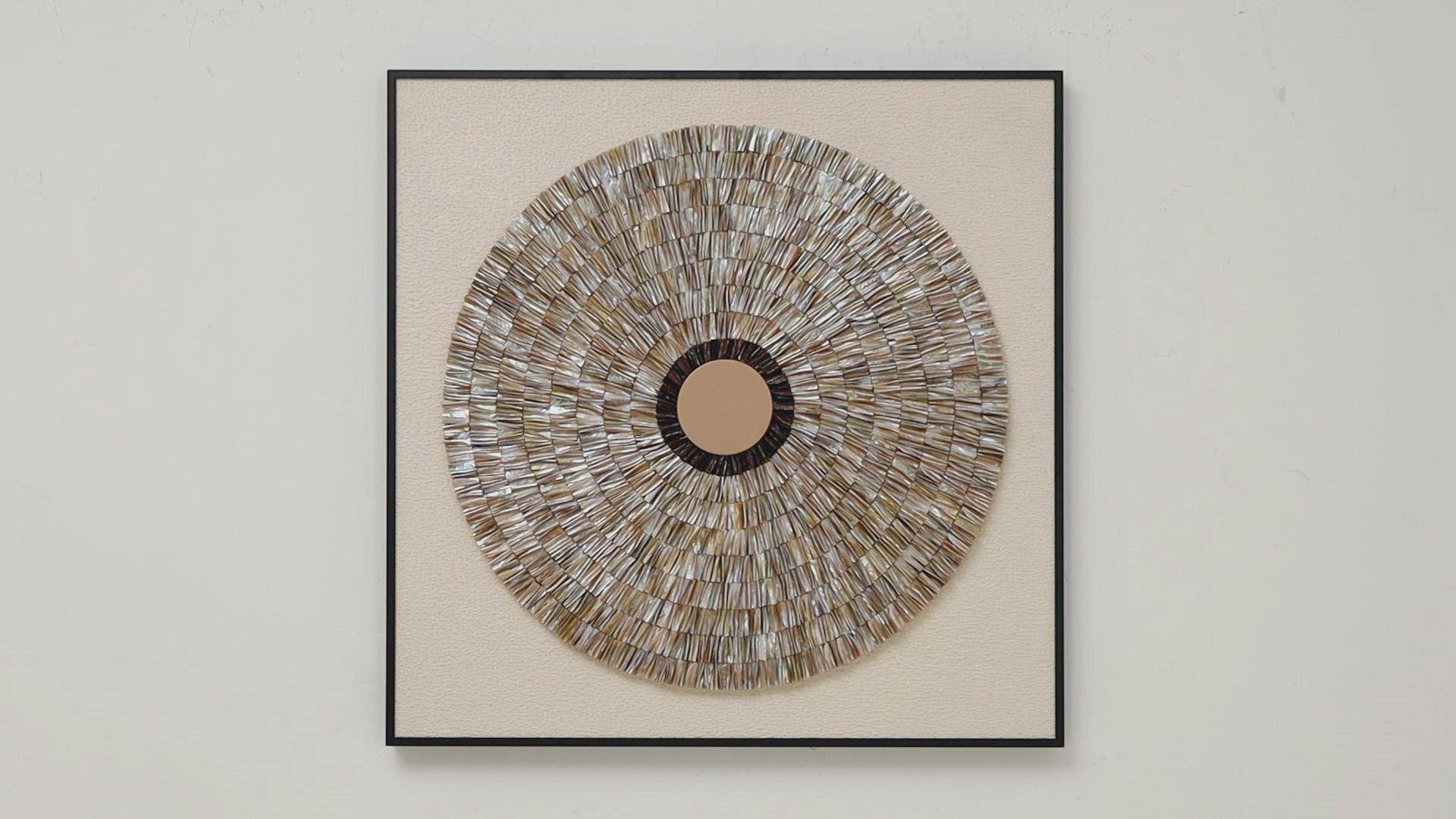 Layered oyster shell wall sculpture, perfect for coastal-inspired home décor.