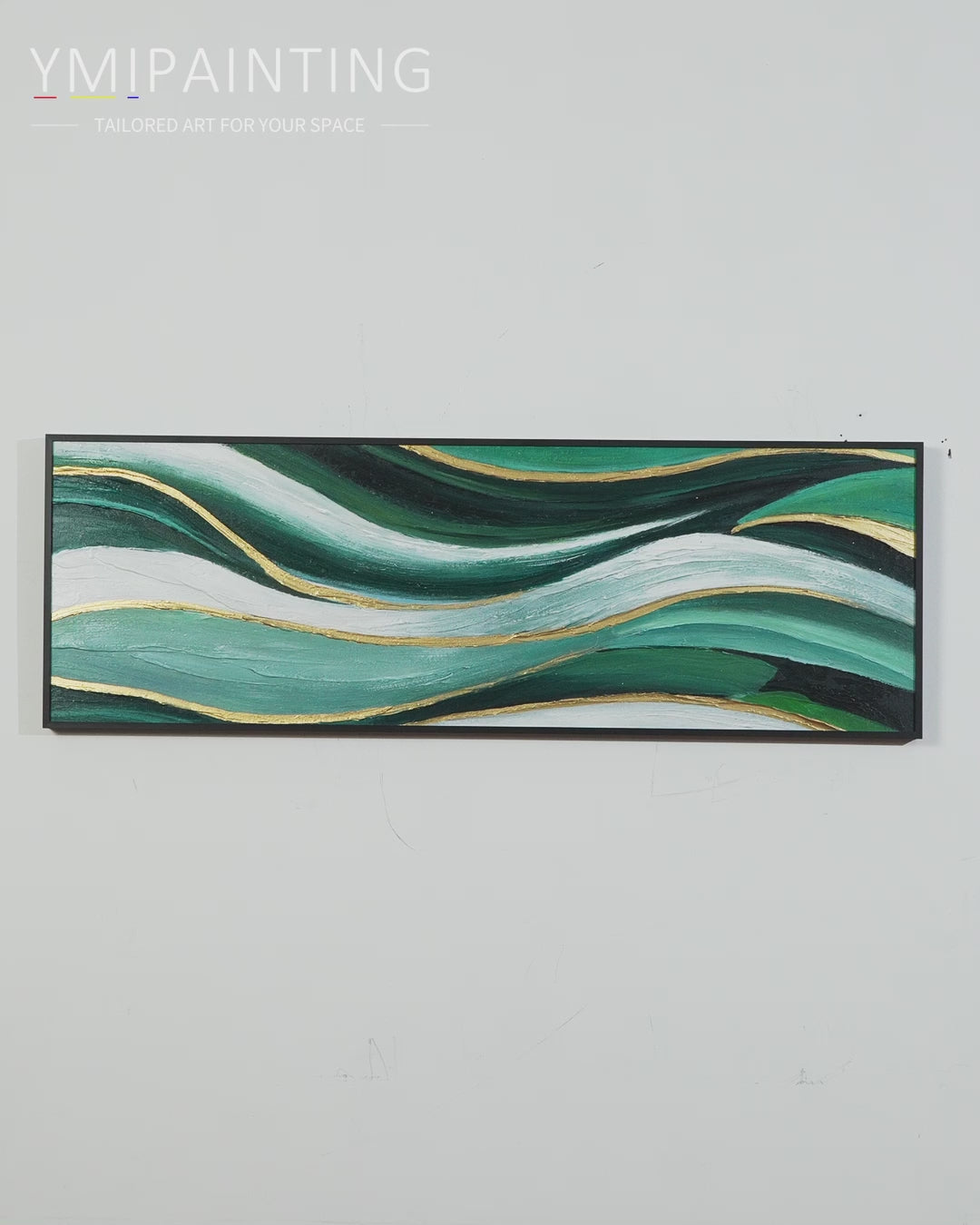 Luxury emerald green abstract artwork featuring rich texture and bold color tones