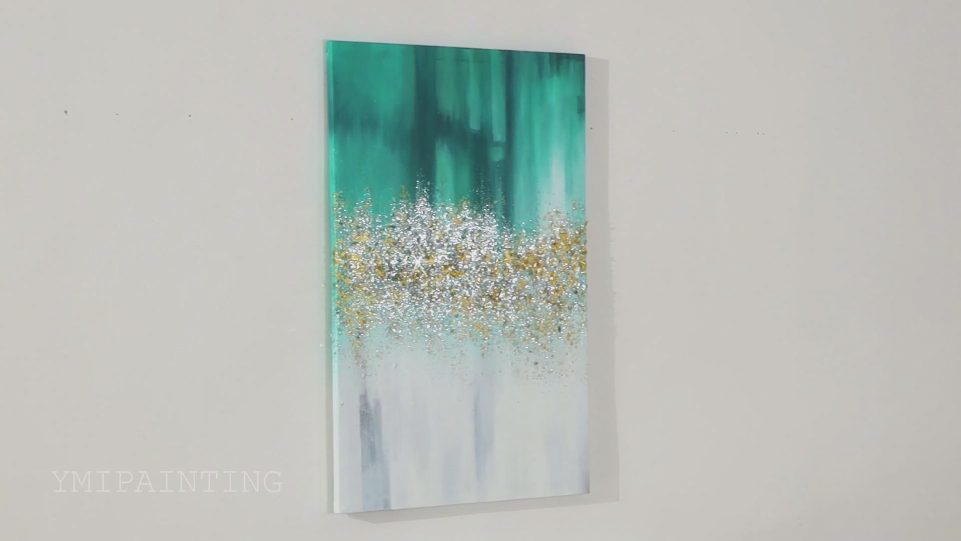 YmiPainting Product Video Elegant Teal Painting with Crushed Glass