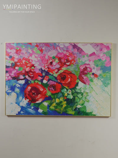 Colorful floral wall art painting with vibrant flower tones for elegant modern home decor