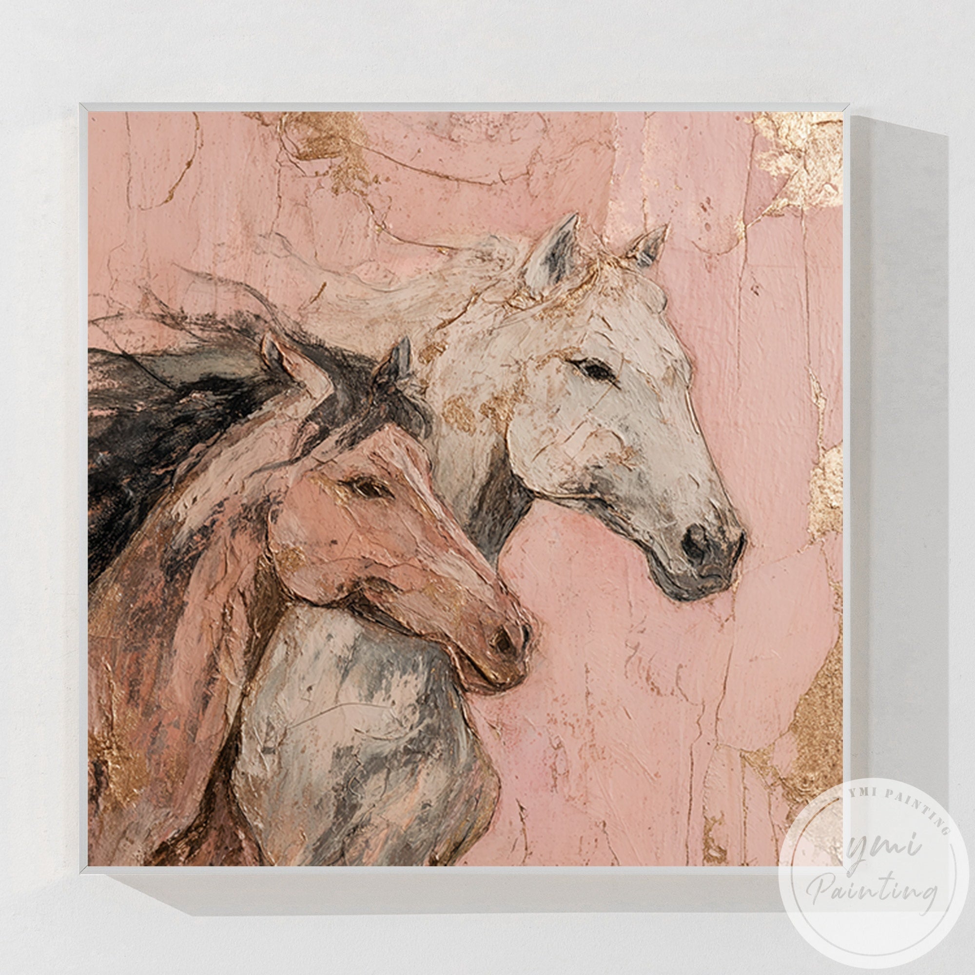 Large romantic horse artwork for bedroom or living room decor