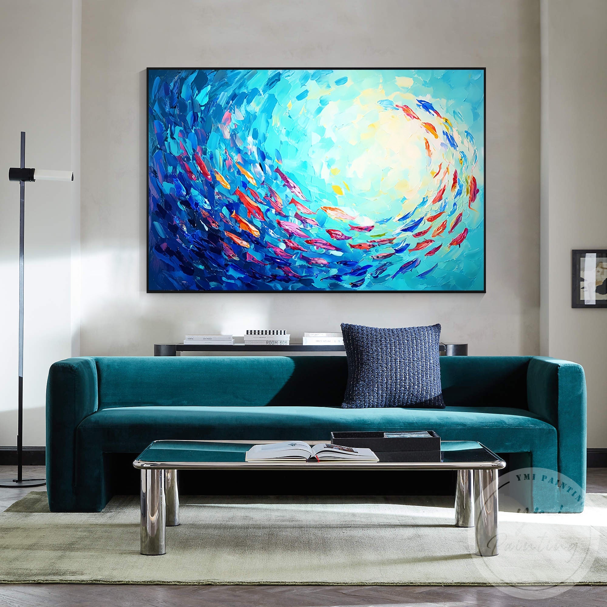 Hand painted fish wall art for coastal home interiors