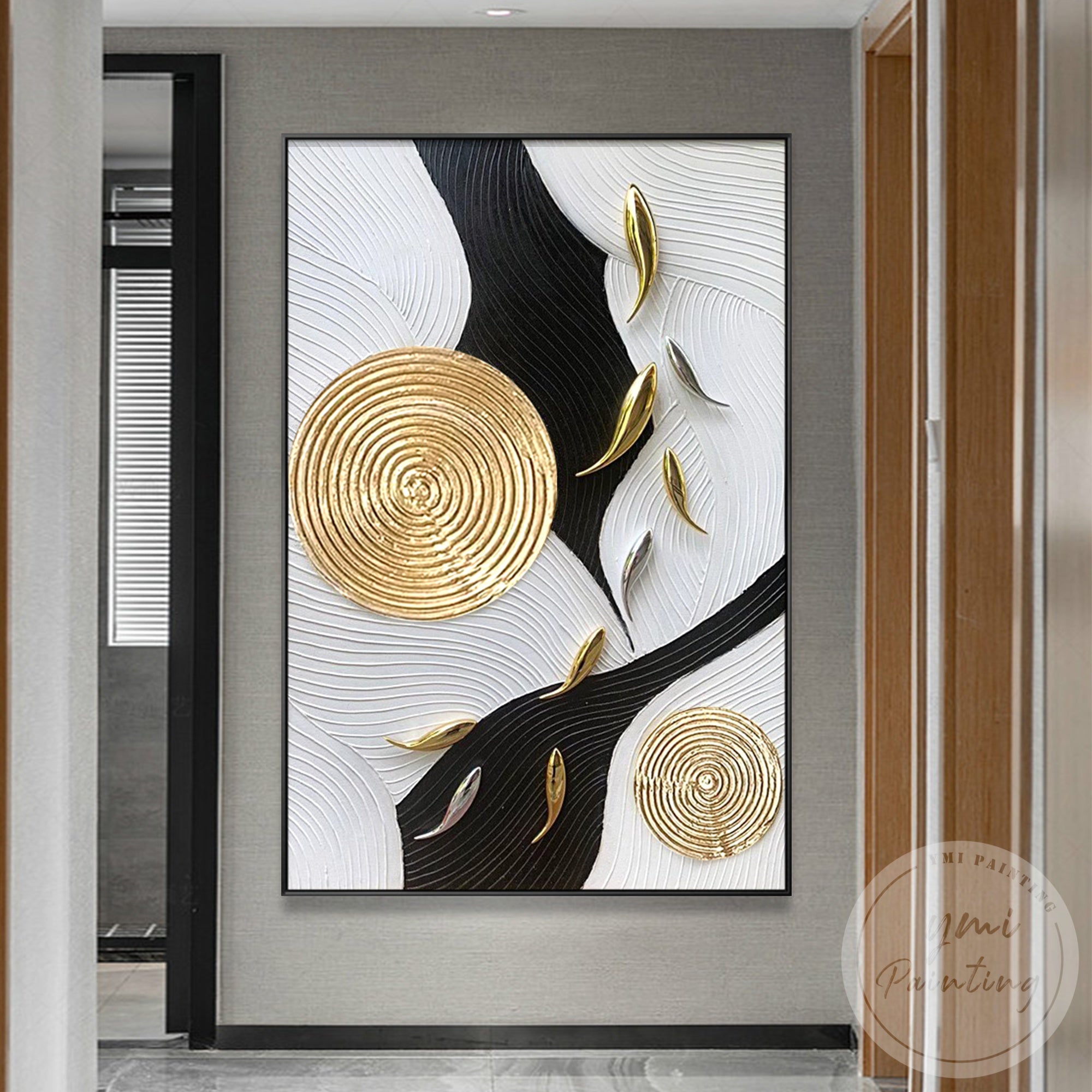 Luxury 3D gold fish canvas for contemporary interiors