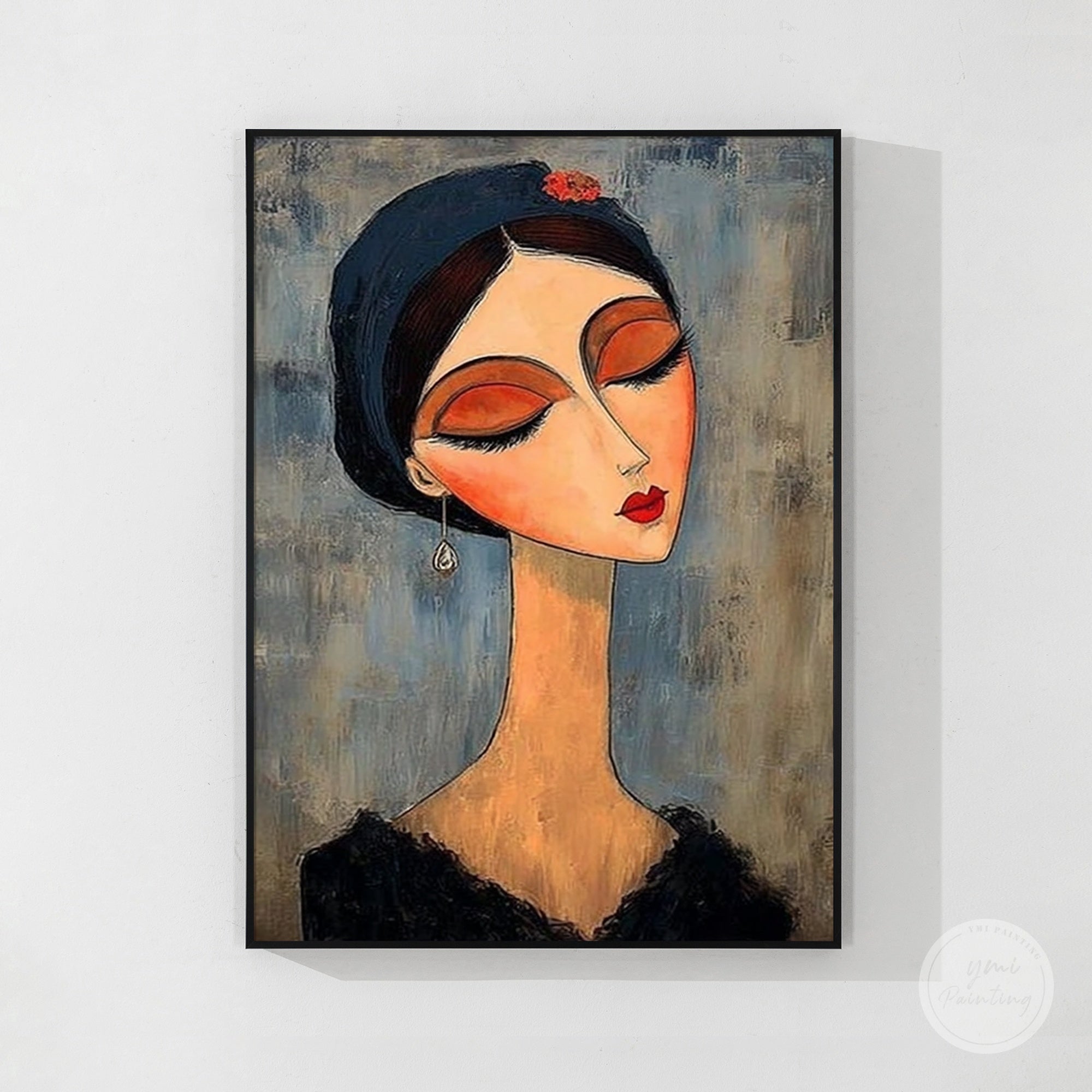 modern woman portrait canvas wall art dining room decor
