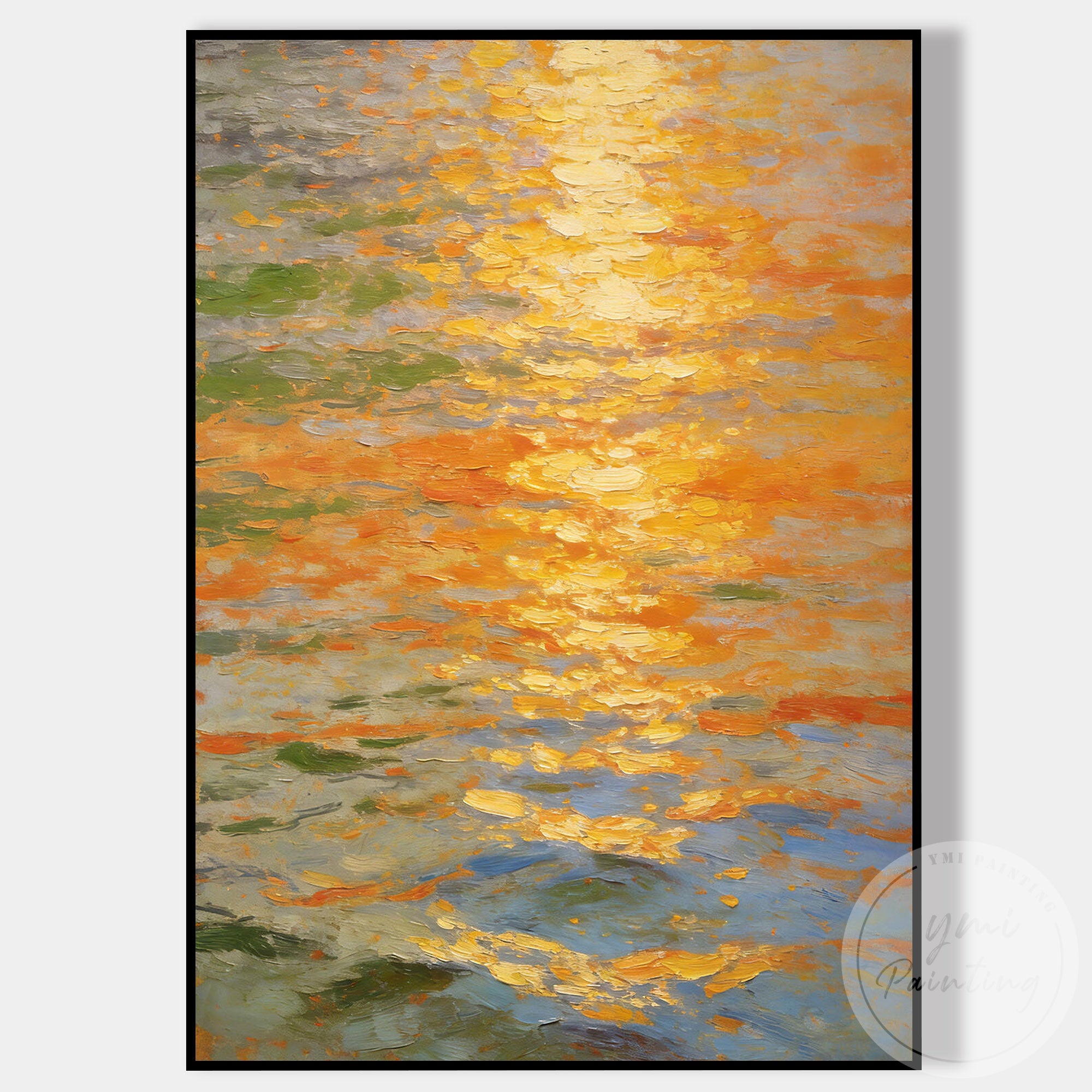 Handmade contemporary sunset canvas painting wall decoration