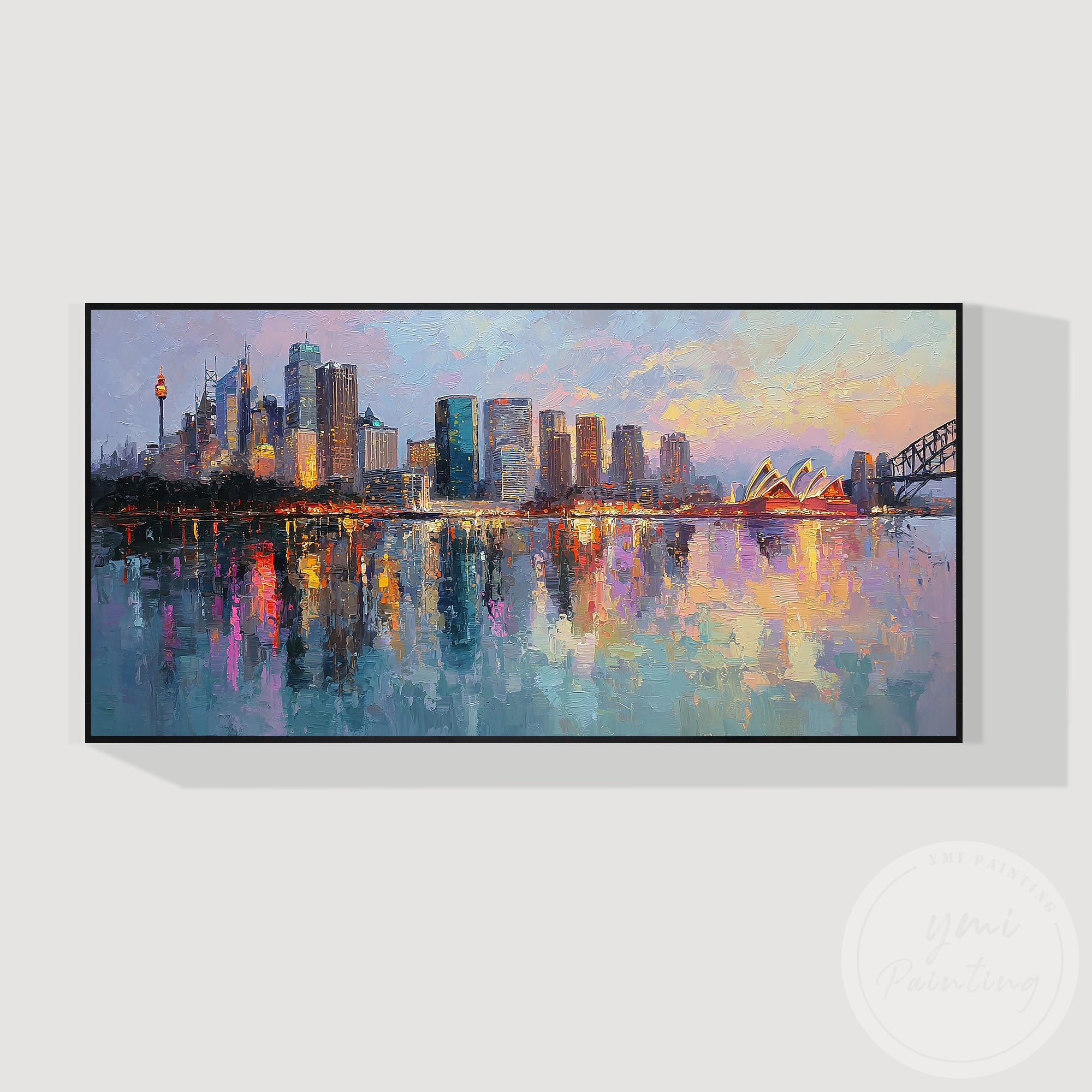 Oversized cityscape canvas art Sydney modern interior design