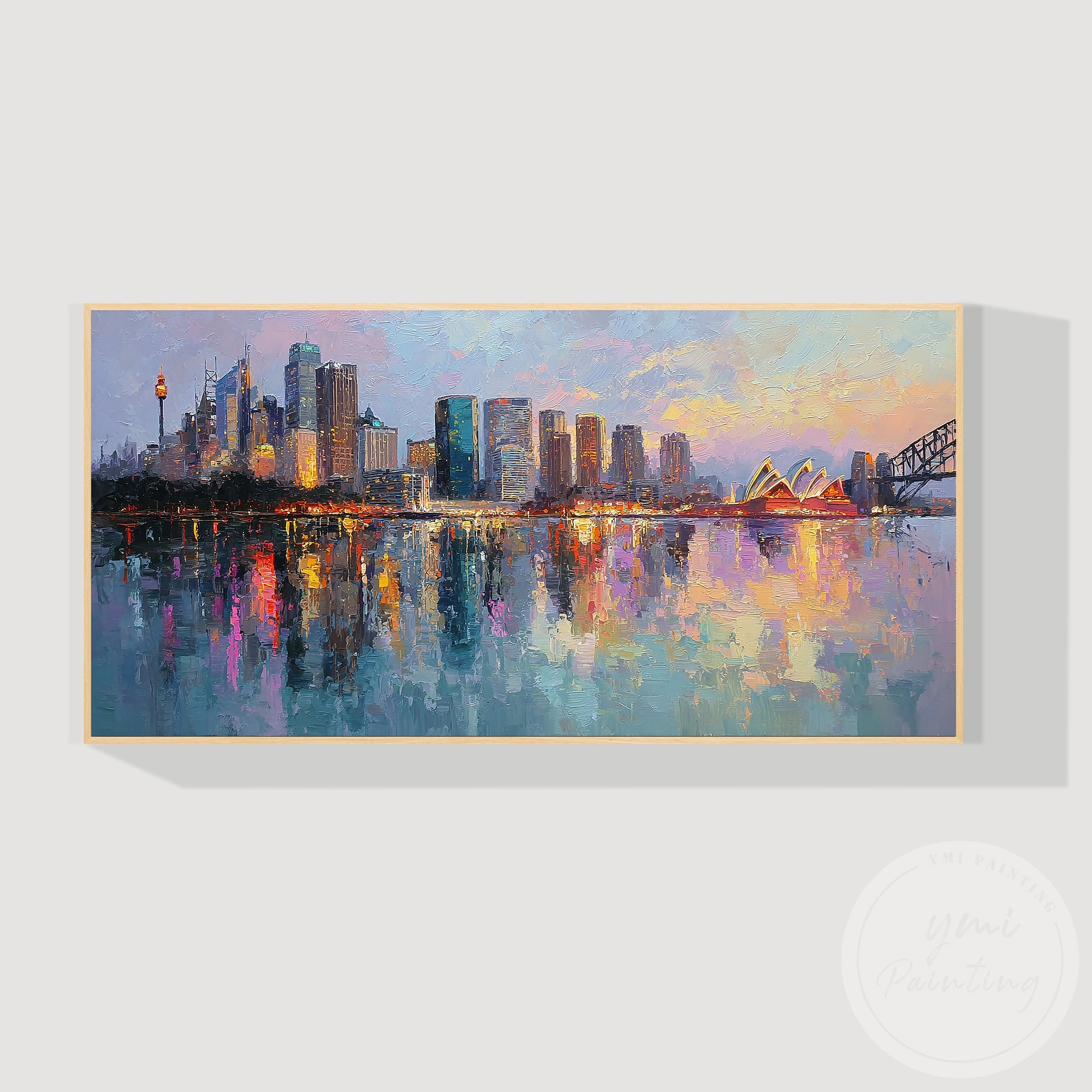 Large abstract Sydney city painting for home or office decor