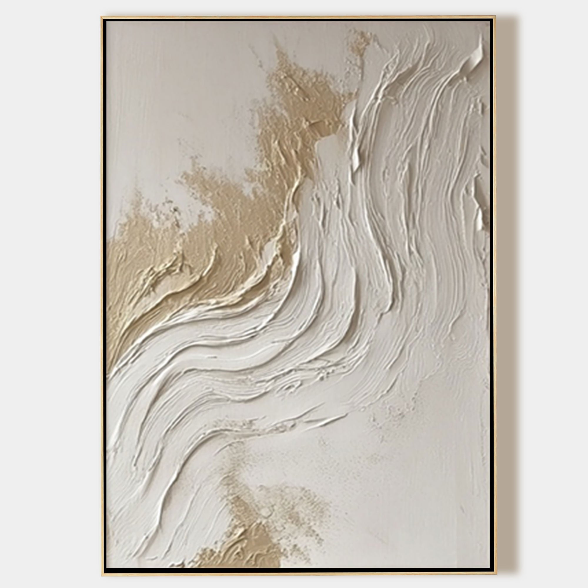 Textured abstract wall art in beige and white wabi sabi style