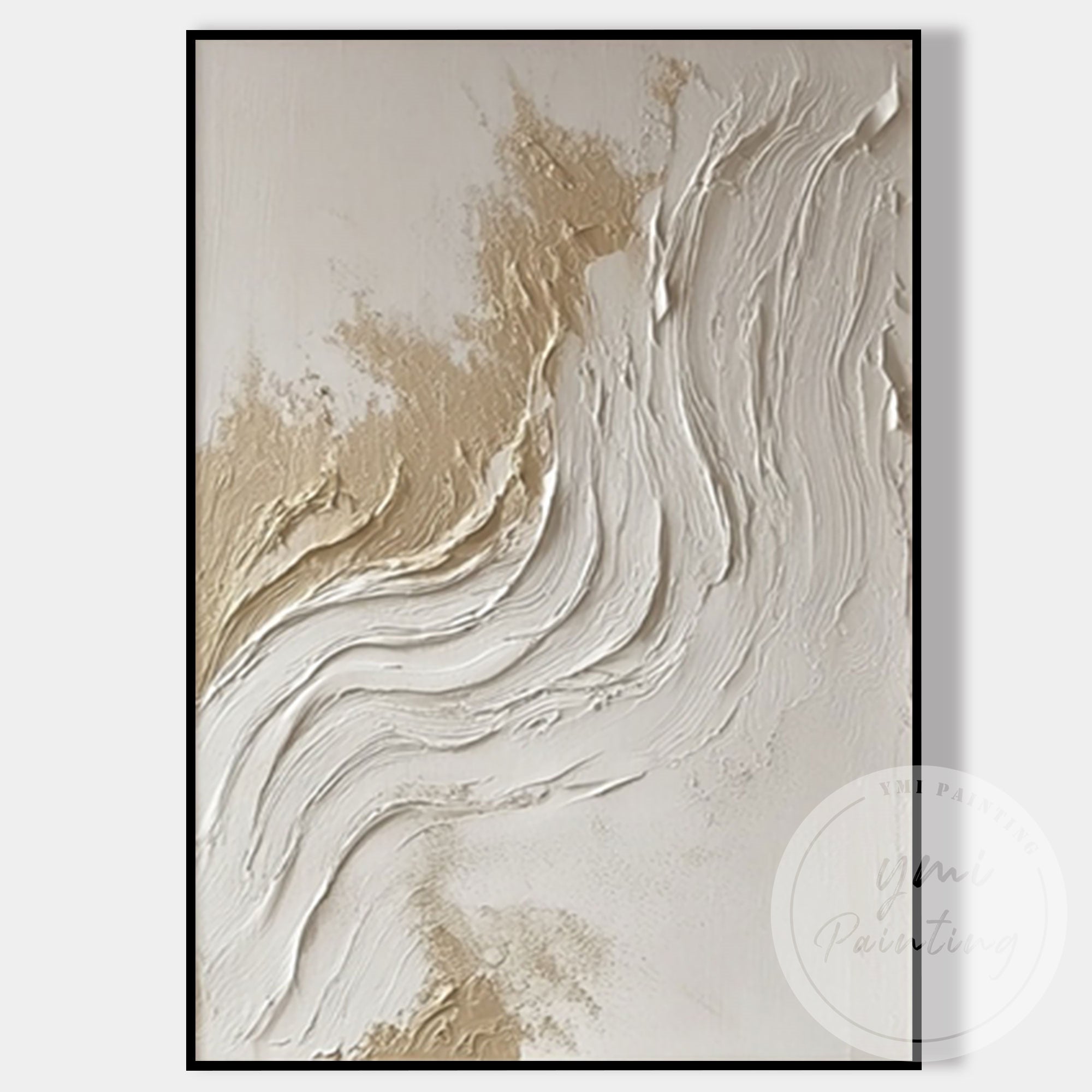 Modern minimalist wall art in beige and white palette