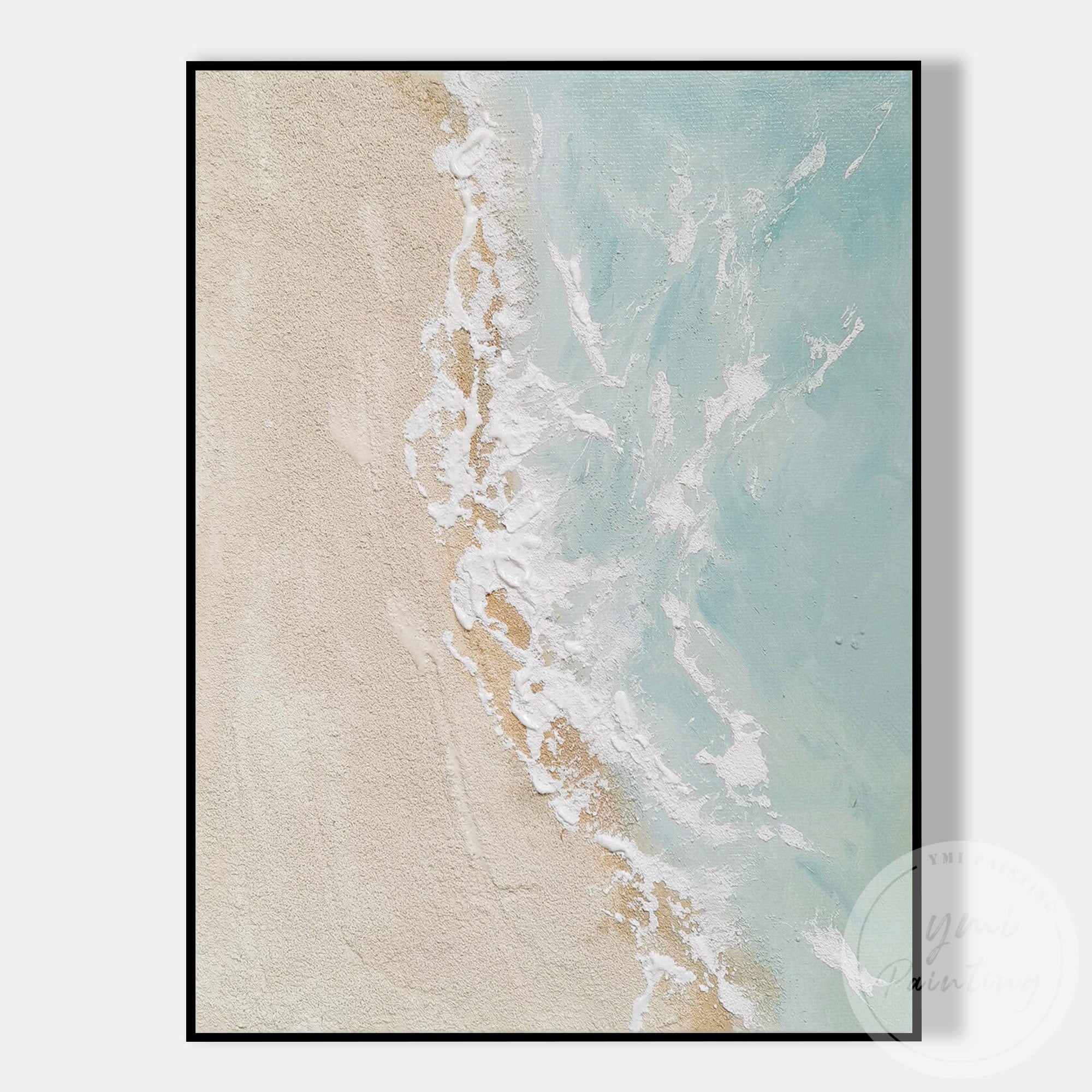 Modern neutral beach canvas art for living room decoration