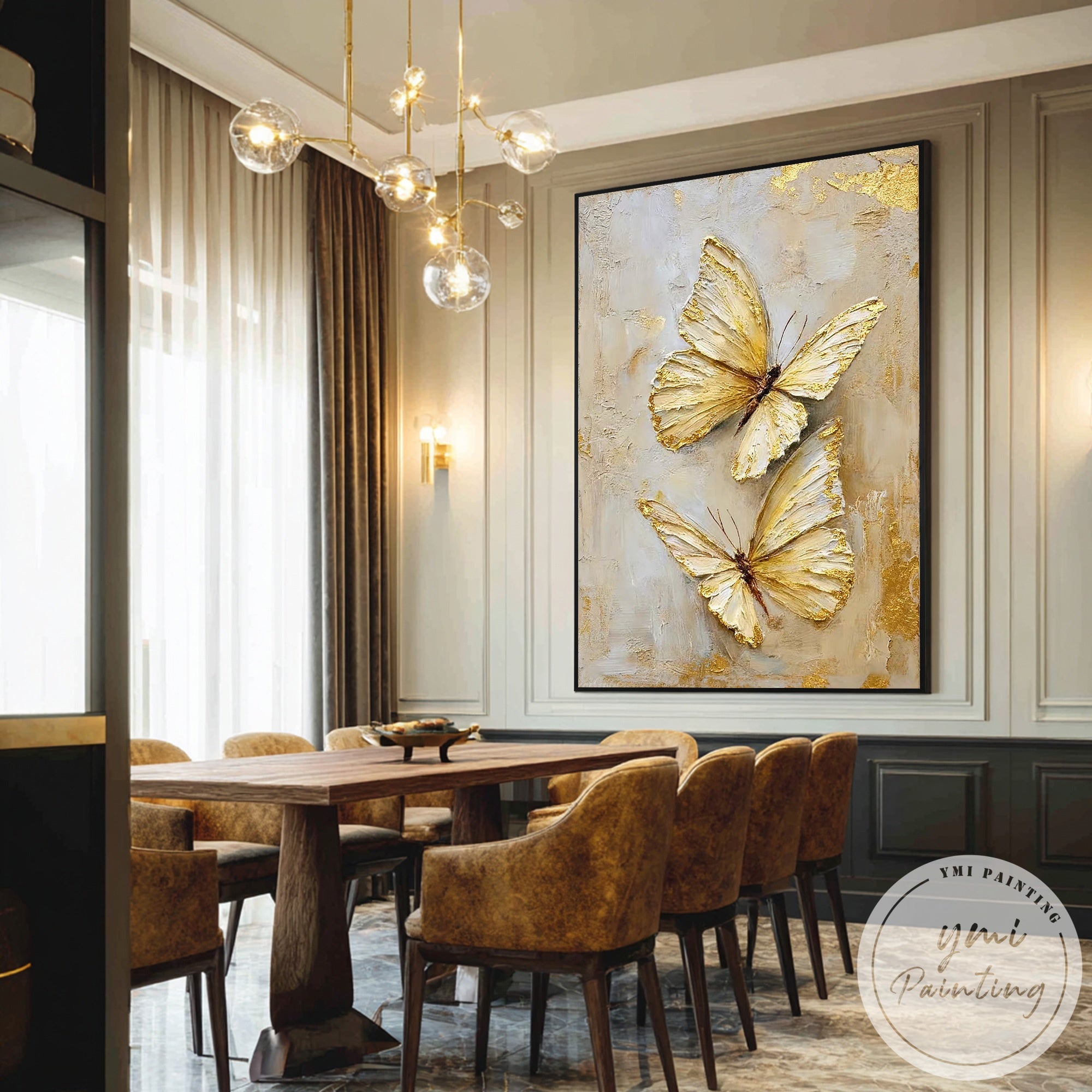 Vertical butterfly wall art for contemporary home interior decor